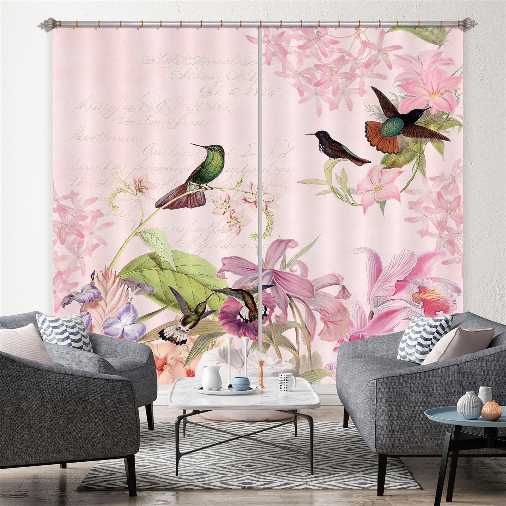 3D Magpie Flower 201 Uta Naumann Curtain Curtains Drapes