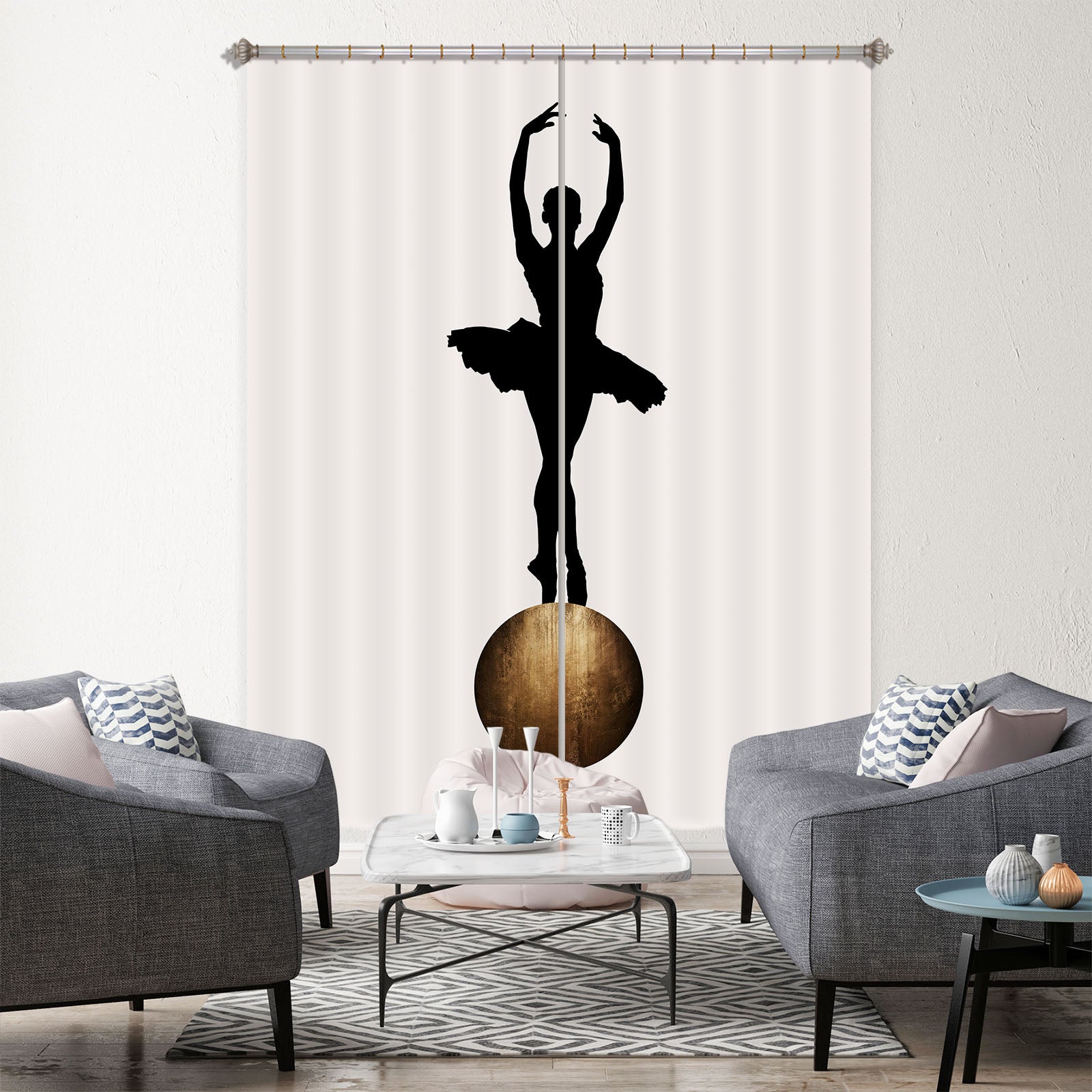 3D Woman Ballet 1099 Boris Draschoff Curtain Curtains Drapes