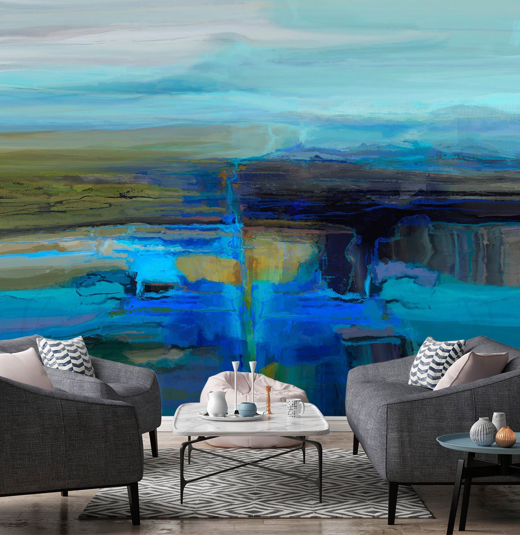 3D Blue Lake 1425 Michael Tienhaara Wall Mural Wall Murals Wallpaper AJ Wallpaper 2 