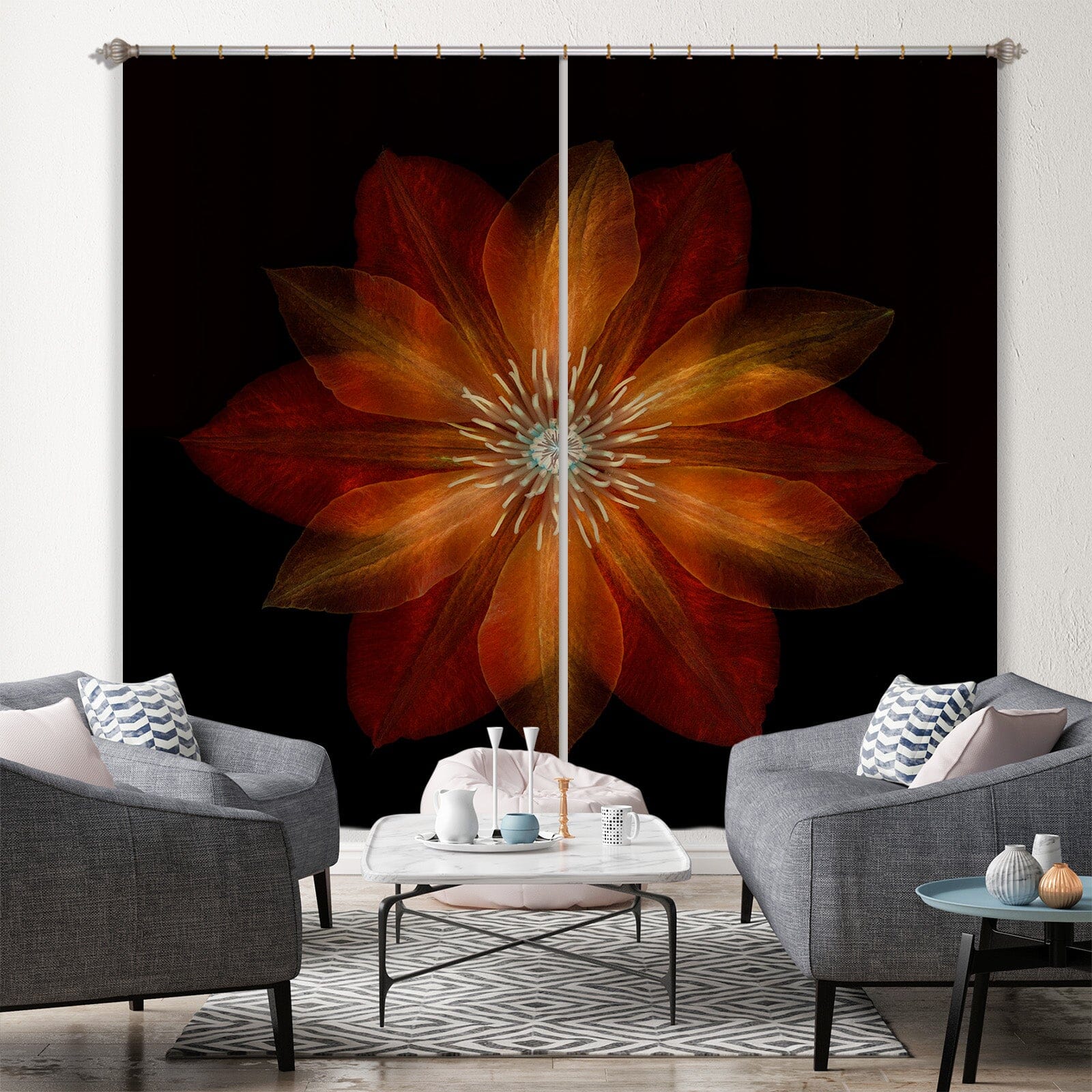 3D Flaming Petals 015 Assaf Frank Curtain Curtains Drapes Curtains AJ Creativity Home 