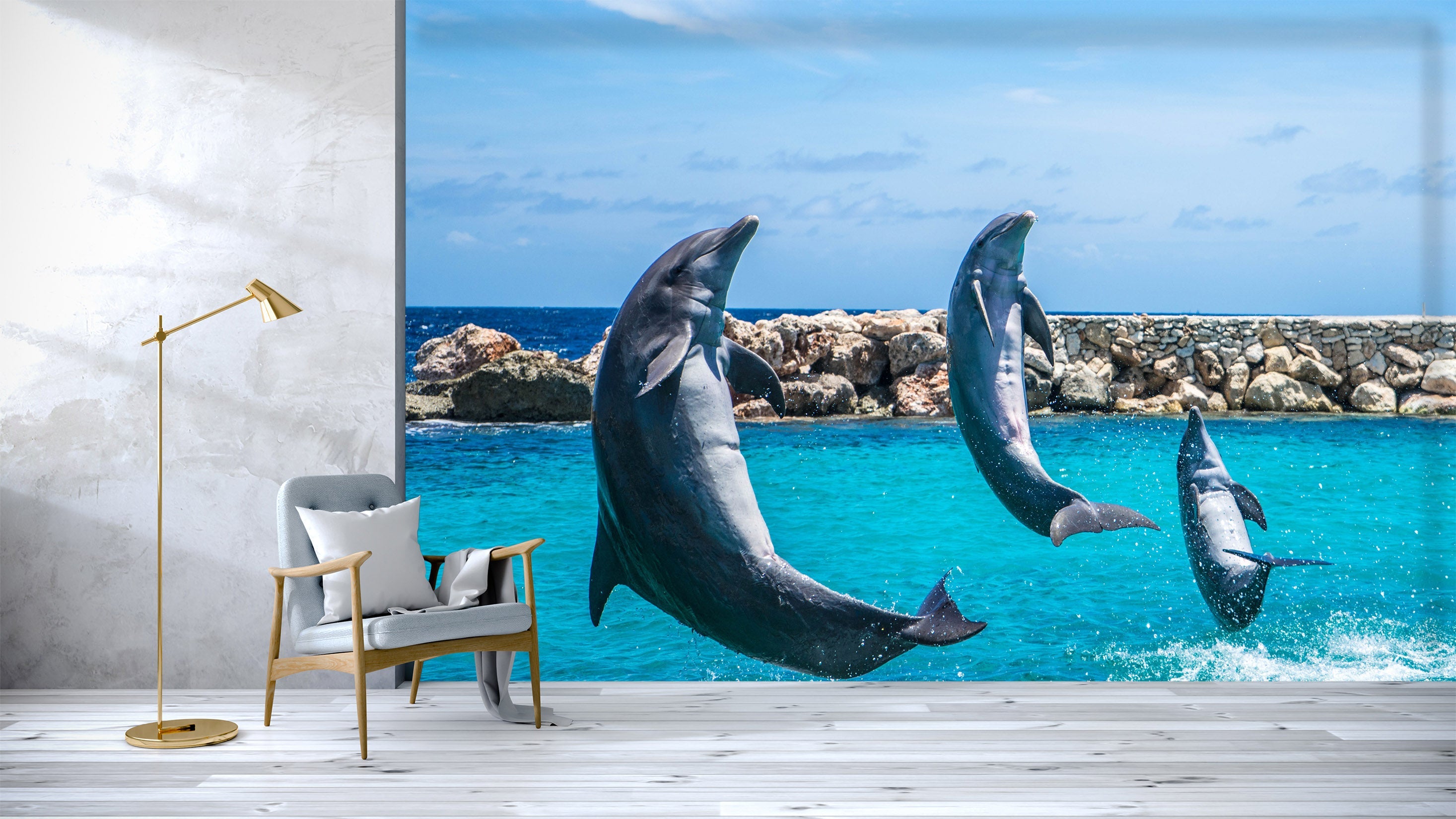 3D Dolphin 024 Wall Murals Wallpaper AJ Wallpaper 2 