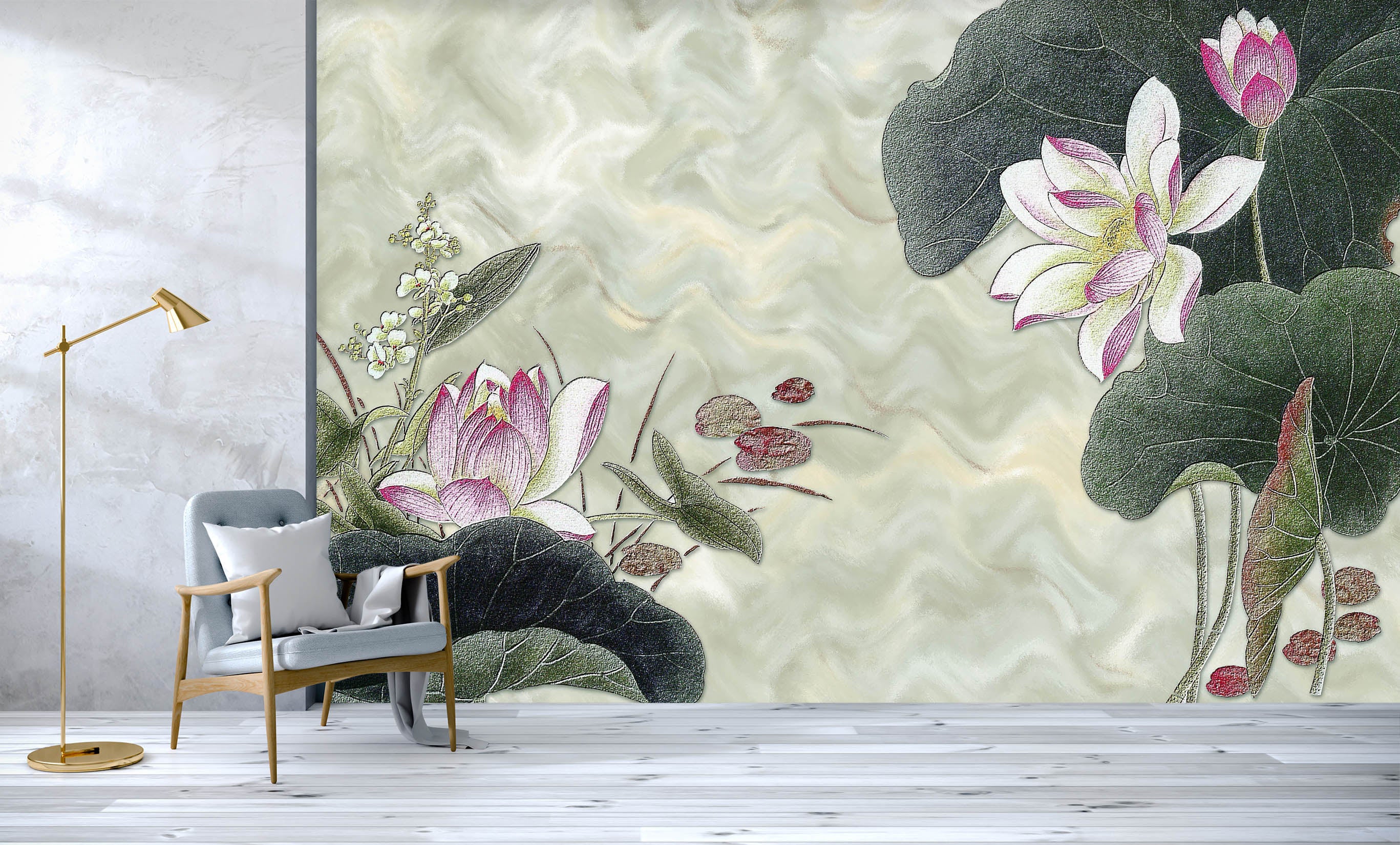 3D Lotus Leaf 1486 Wall Murals