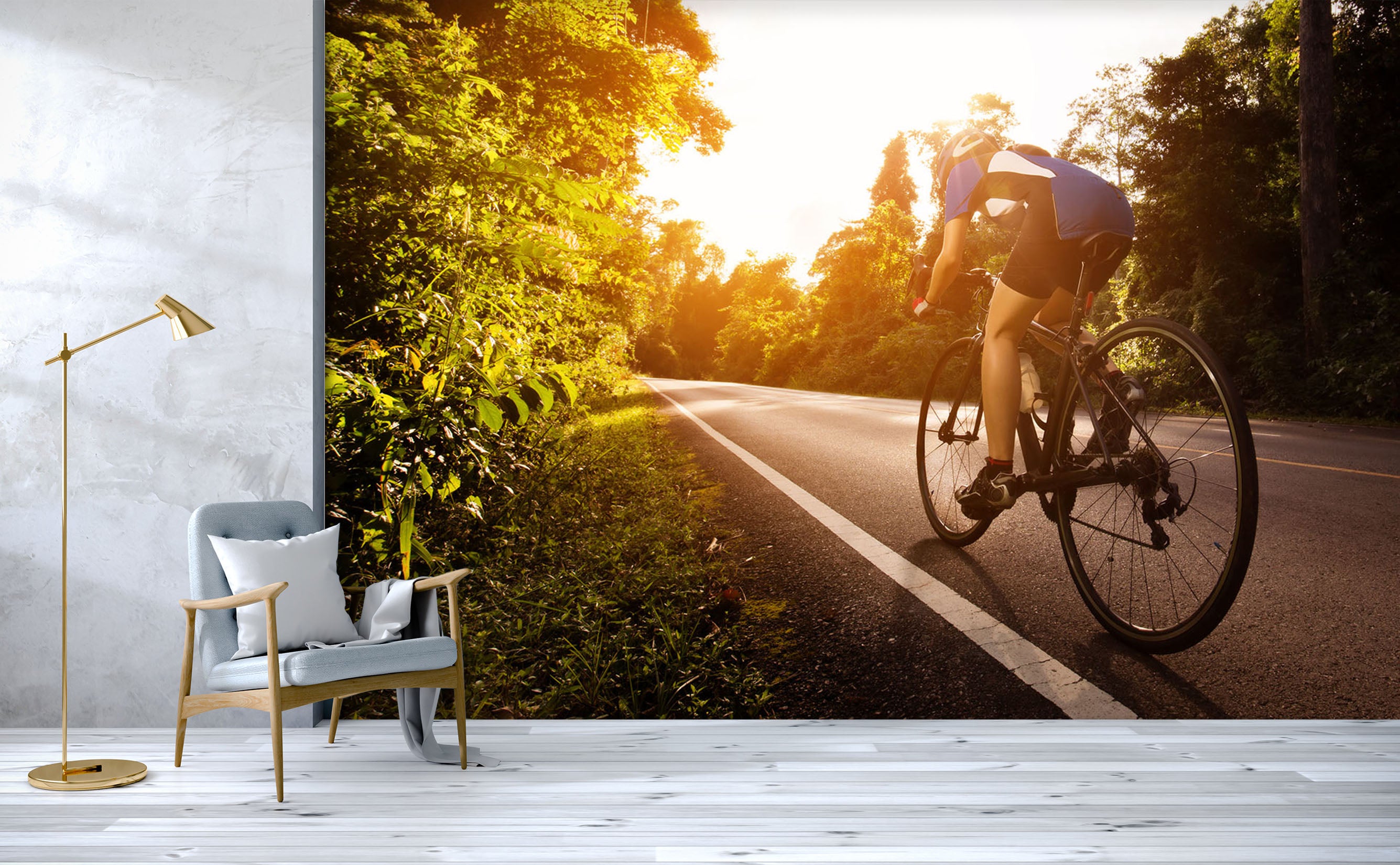 3D Sunset Bike 324 Vehicle Wall Murals