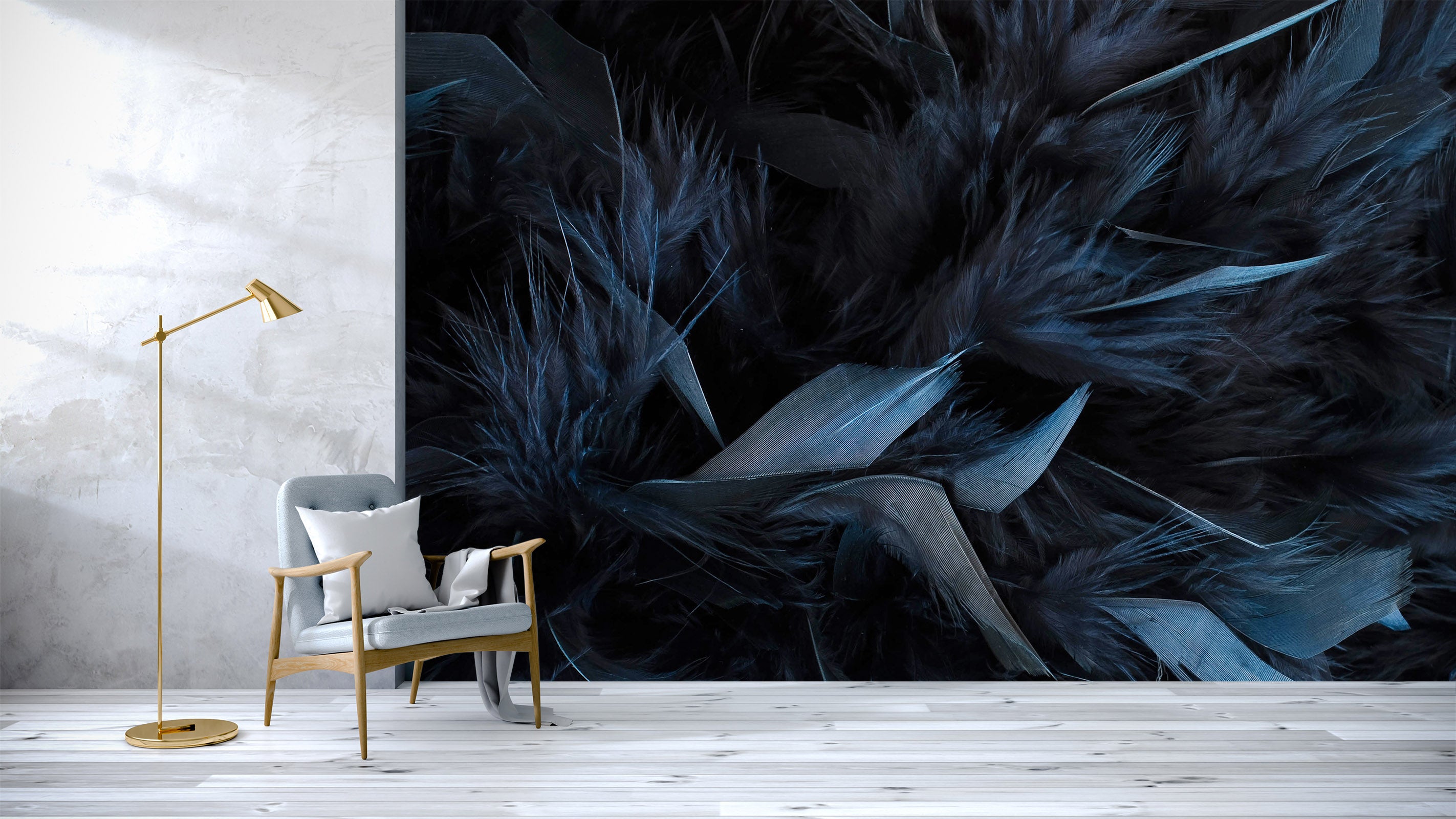 3D Dark Blue Feather 044 Wall Murals