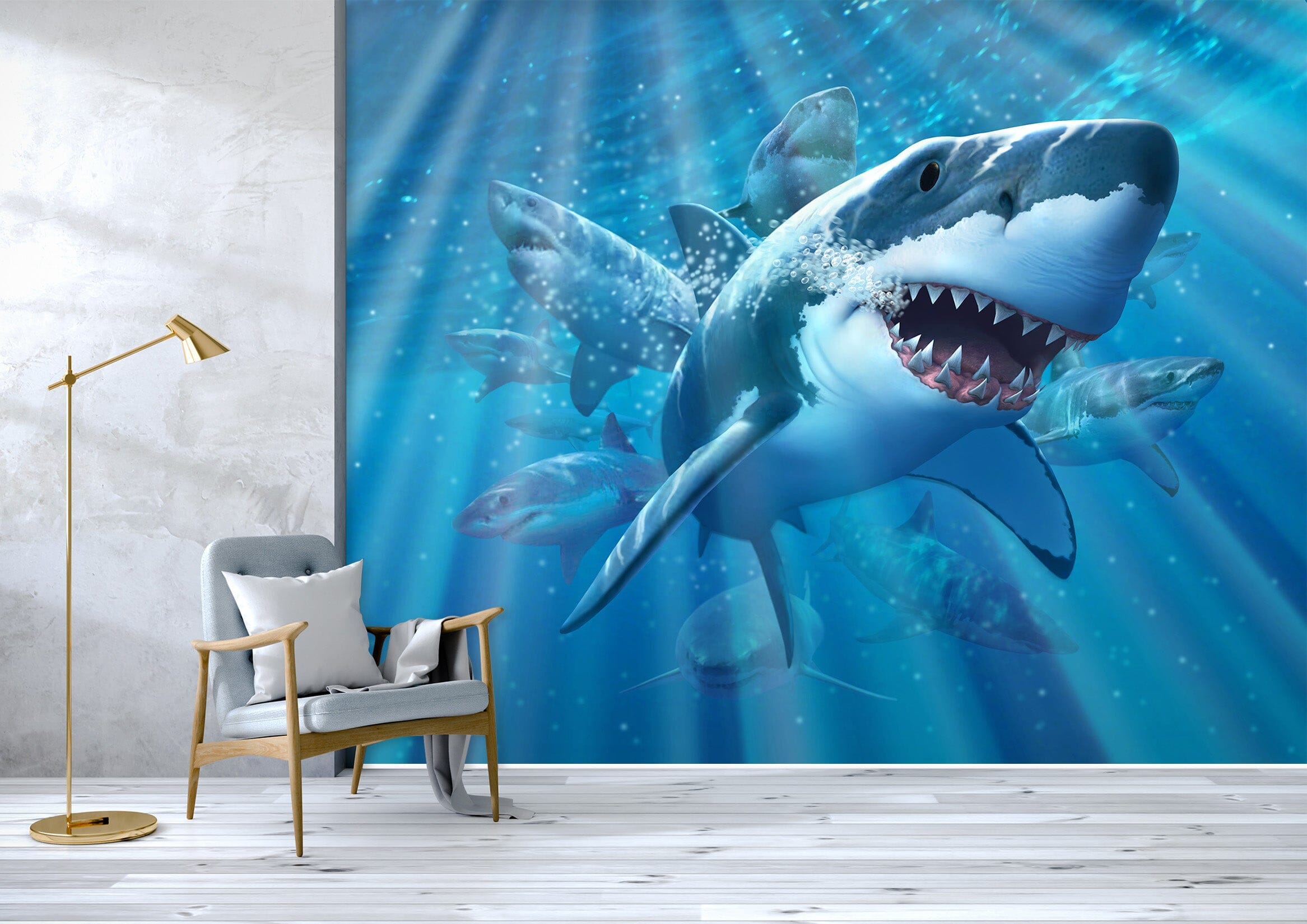 3D Great White Shark 109 Jerry LoFaro Wall Mural Wall Murals Wallpaper AJ Wallpaper 2 