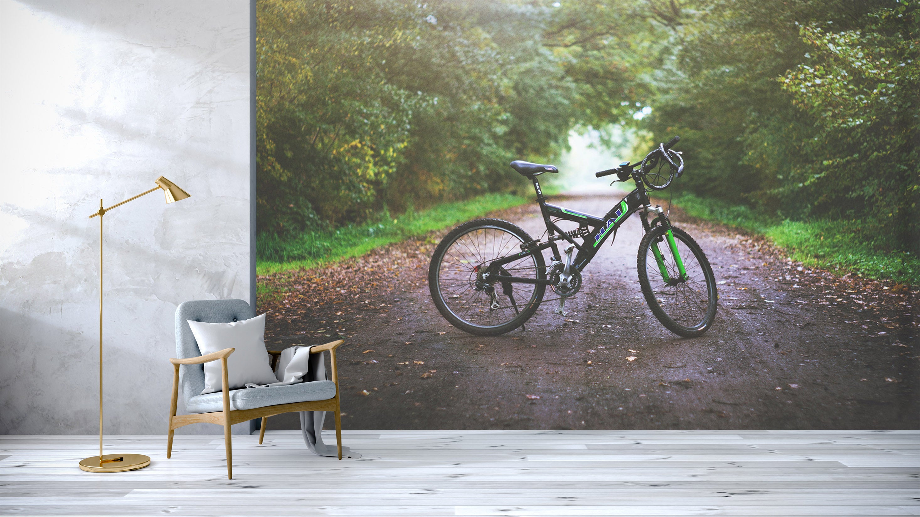 3D Forest Bicycle 054 Vehicle Wall Murals