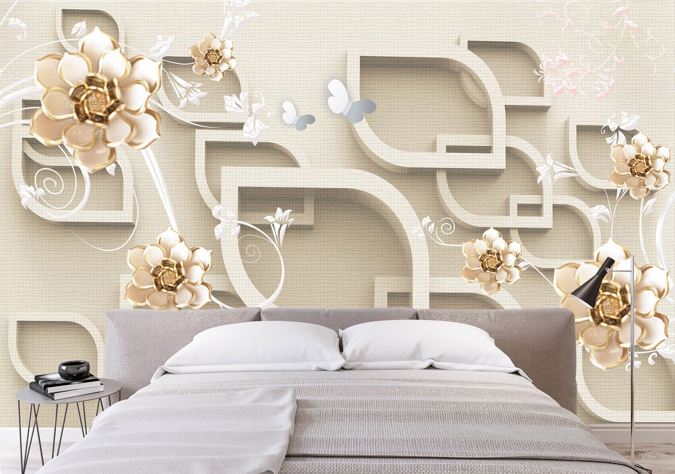 3D Leaf Flower 1518 Wall Murals