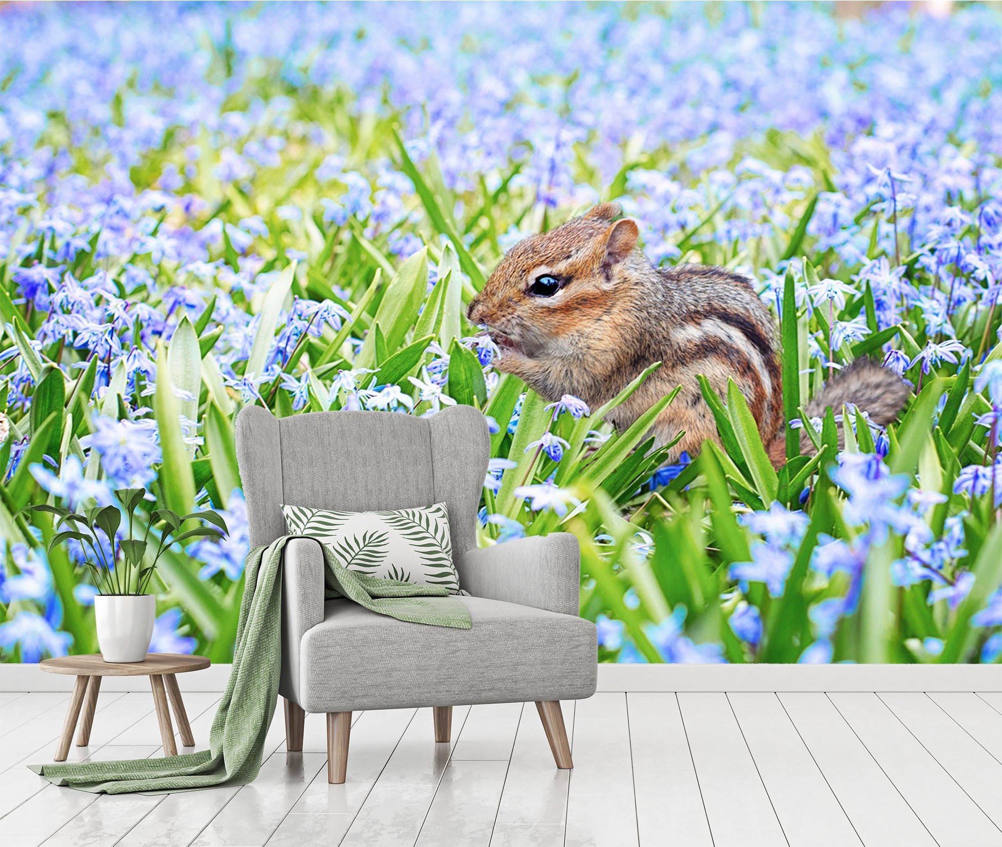 3D Flower Squirrel 148 Wall Murals