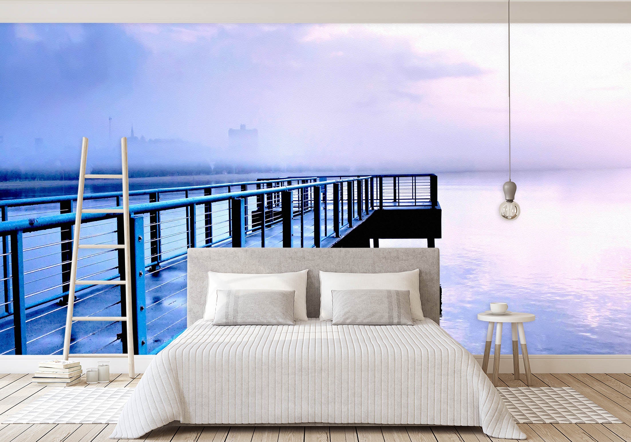 3D Blue Sky Bridge 026 Wall Murals