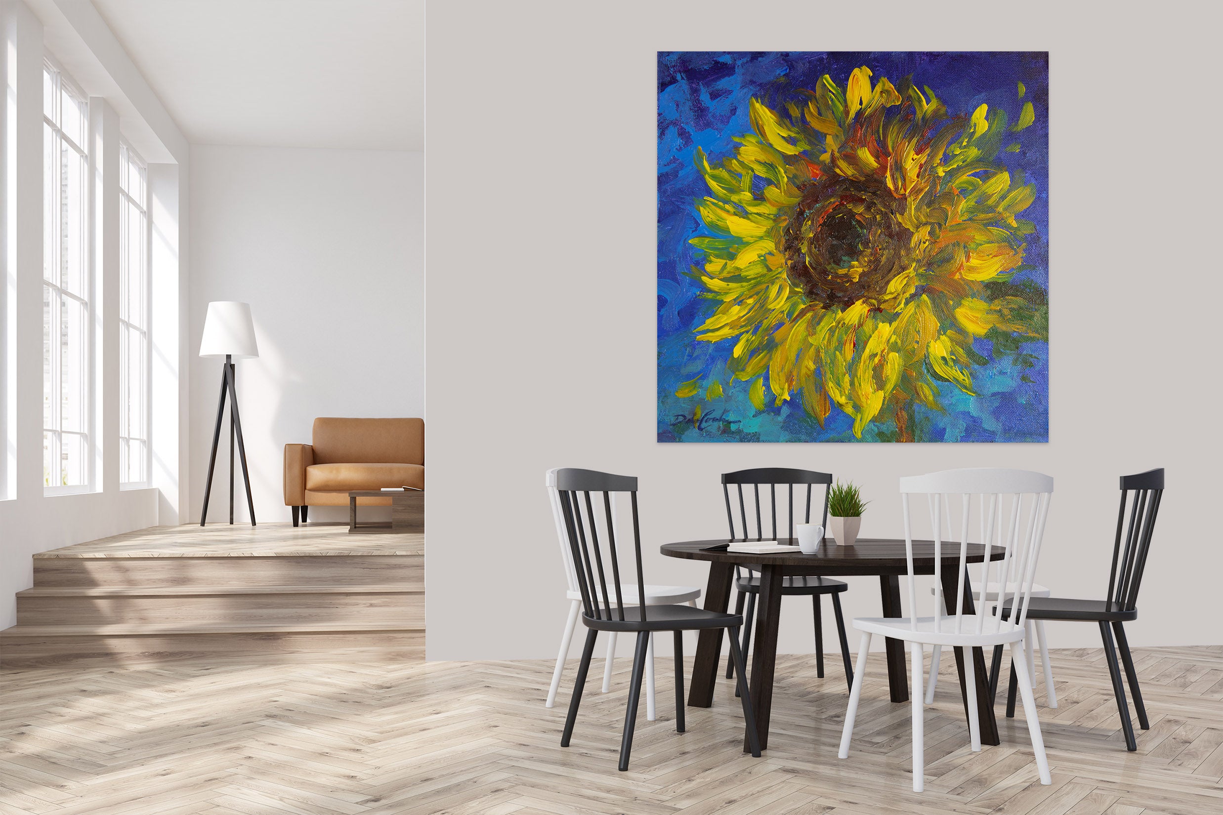 3D Sunflower Oil Painting 018 Debi Coules Wall Sticker