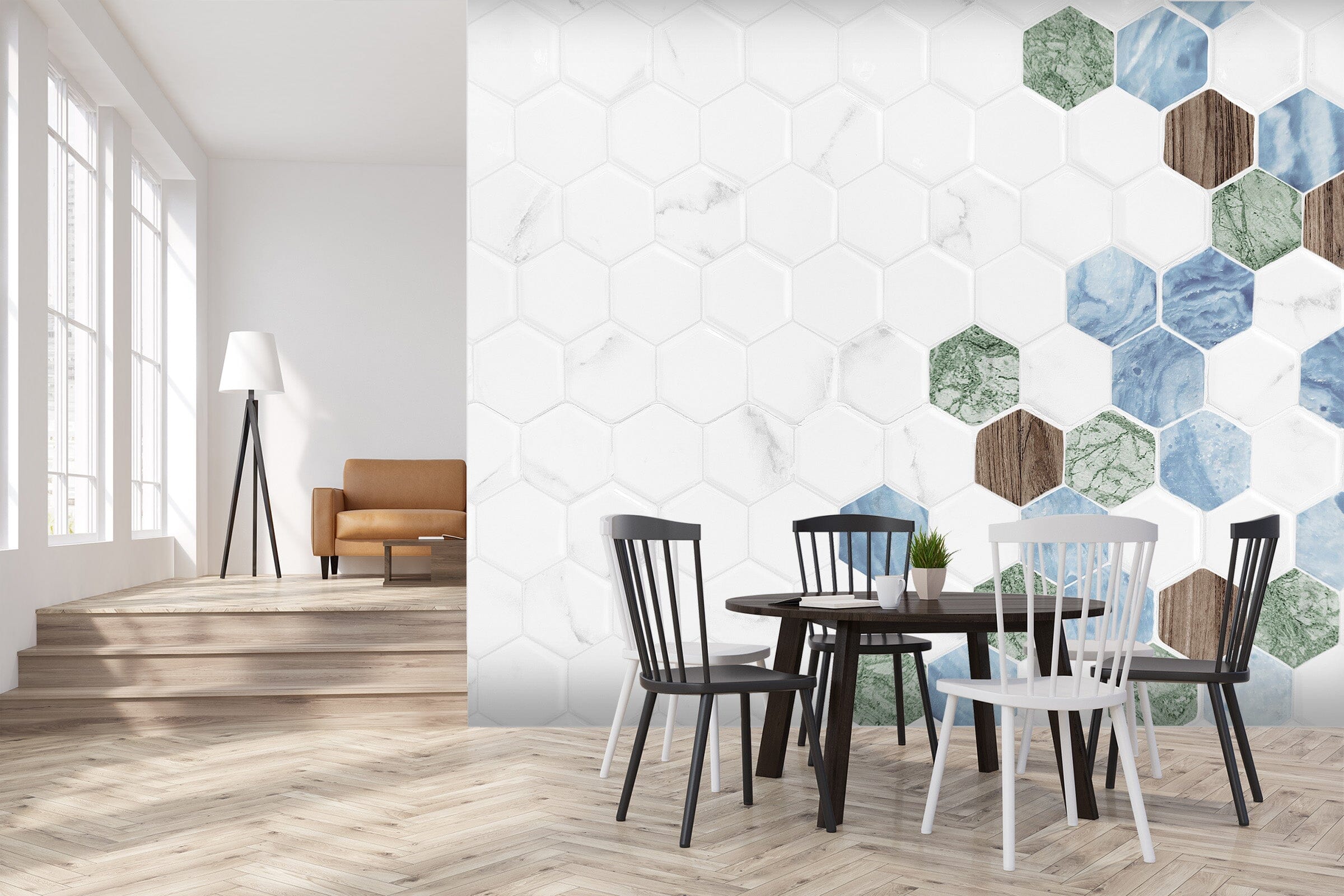 3D White Hexagon Graphic 77 Wall Murals Wallpaper AJ Wallpaper 2 