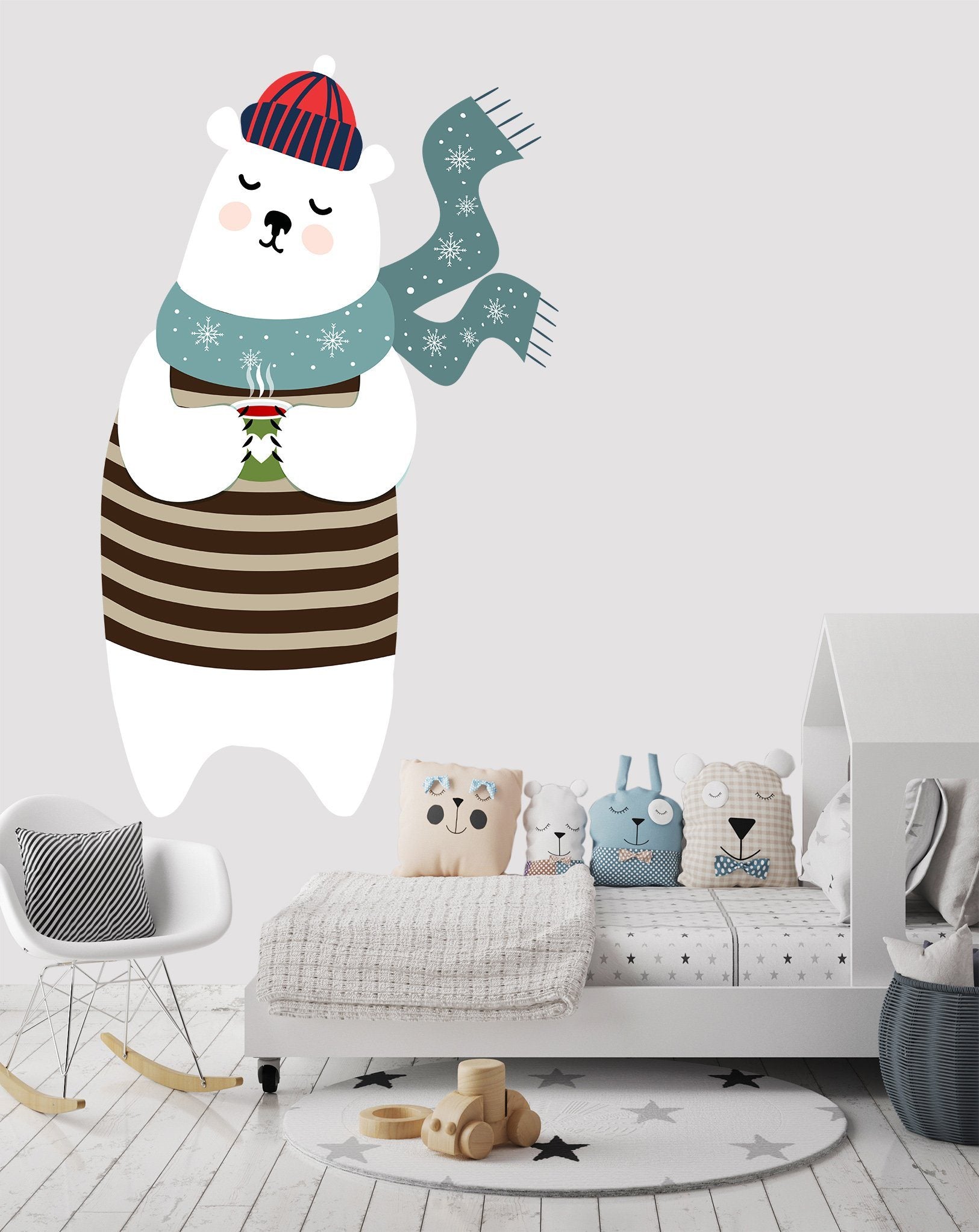 3D Cartoon White Bear 075 Wall Stickers Wallpaper AJ Wallpaper 