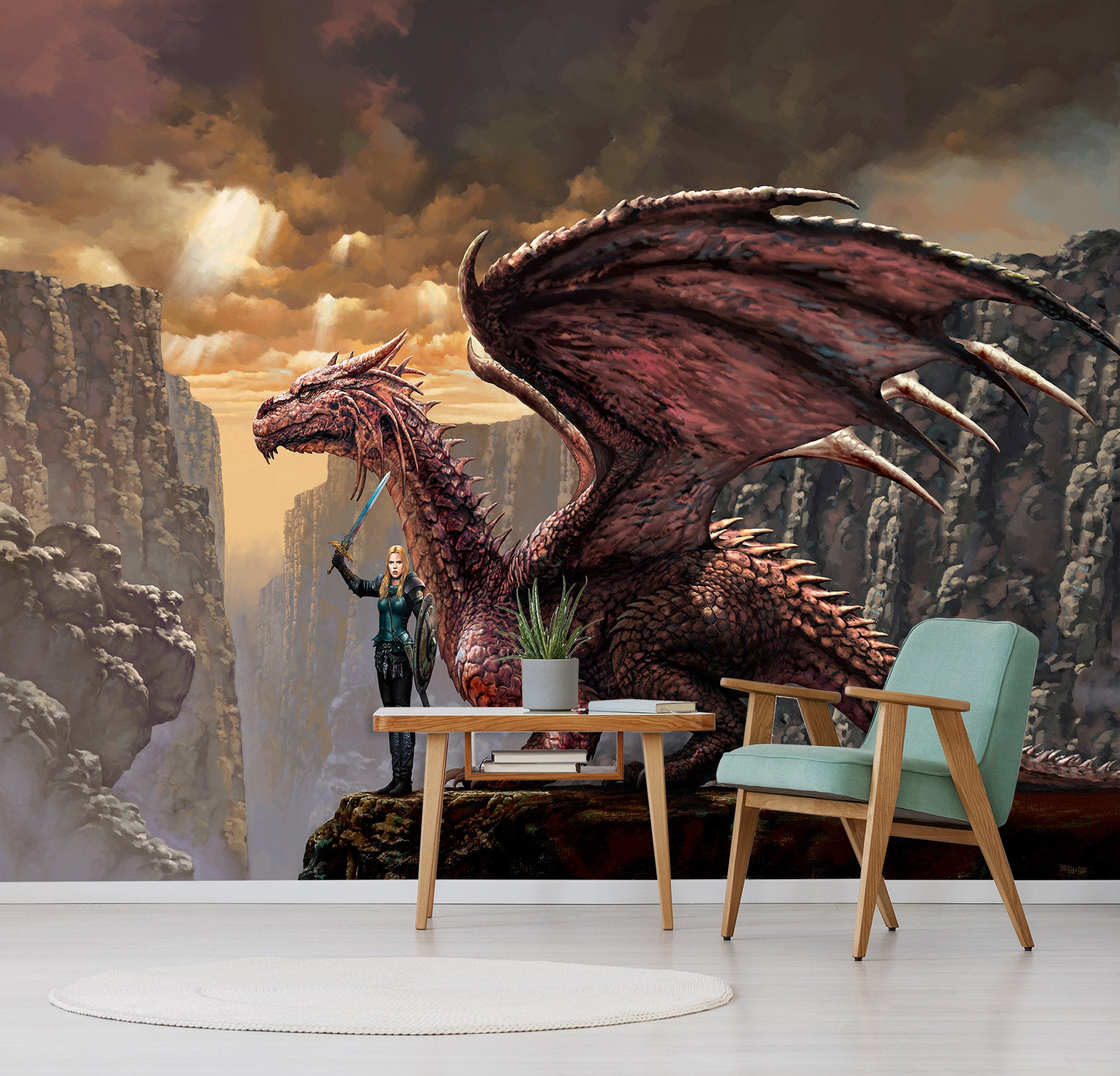 3D Big Dragon Sword 7054 Ciruelo Wall Mural Wall Murals