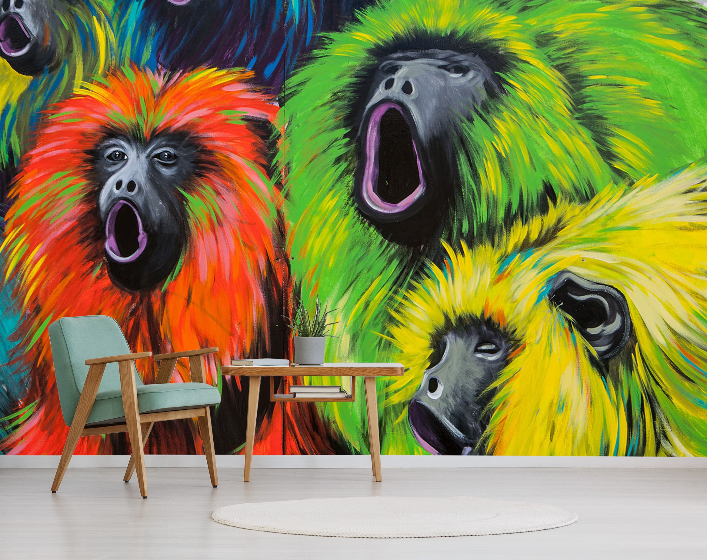 3D Color Orangutan 352 Wall Murals