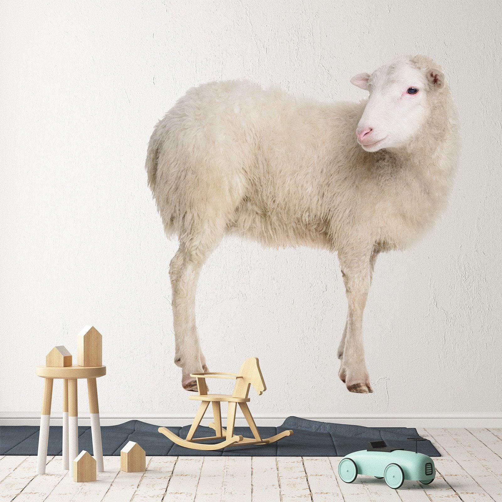 3D Sheep Turning Head 099 Animals Wall Stickers Wallpaper AJ Wallpaper 