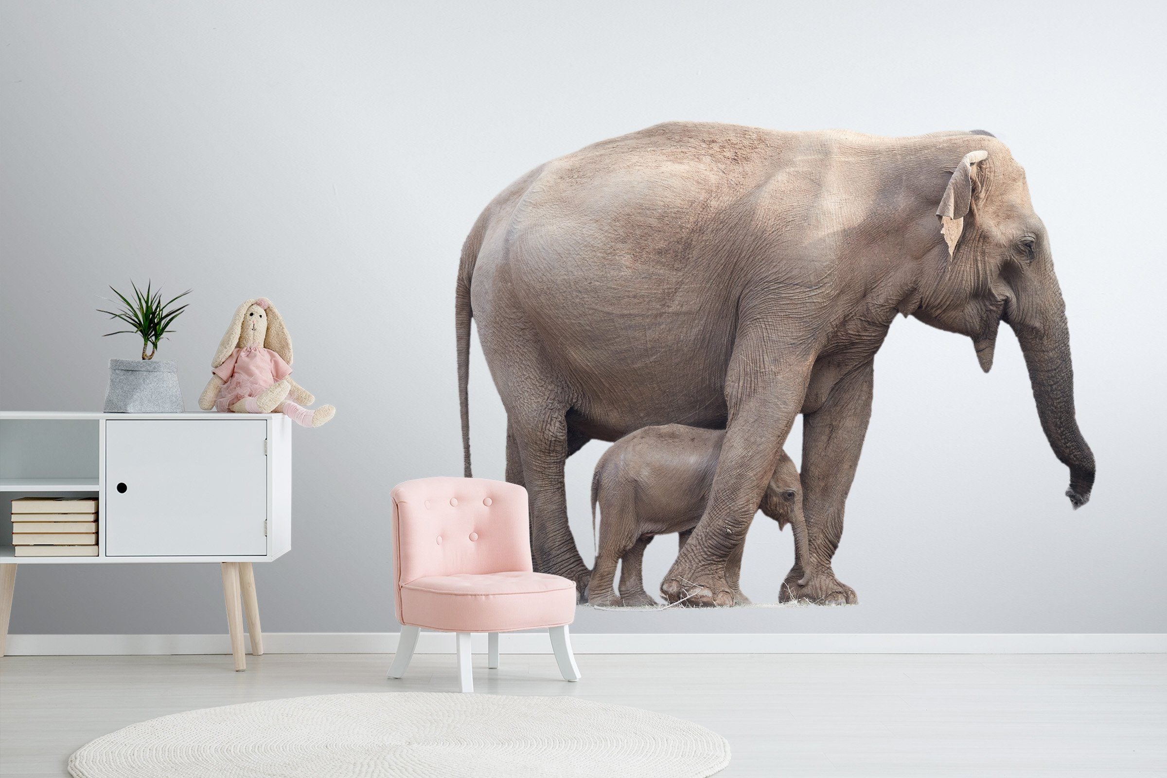 3D Elephant Mother And Baby 129 Animals Wall Stickers Wallpaper AJ Wallpaper 