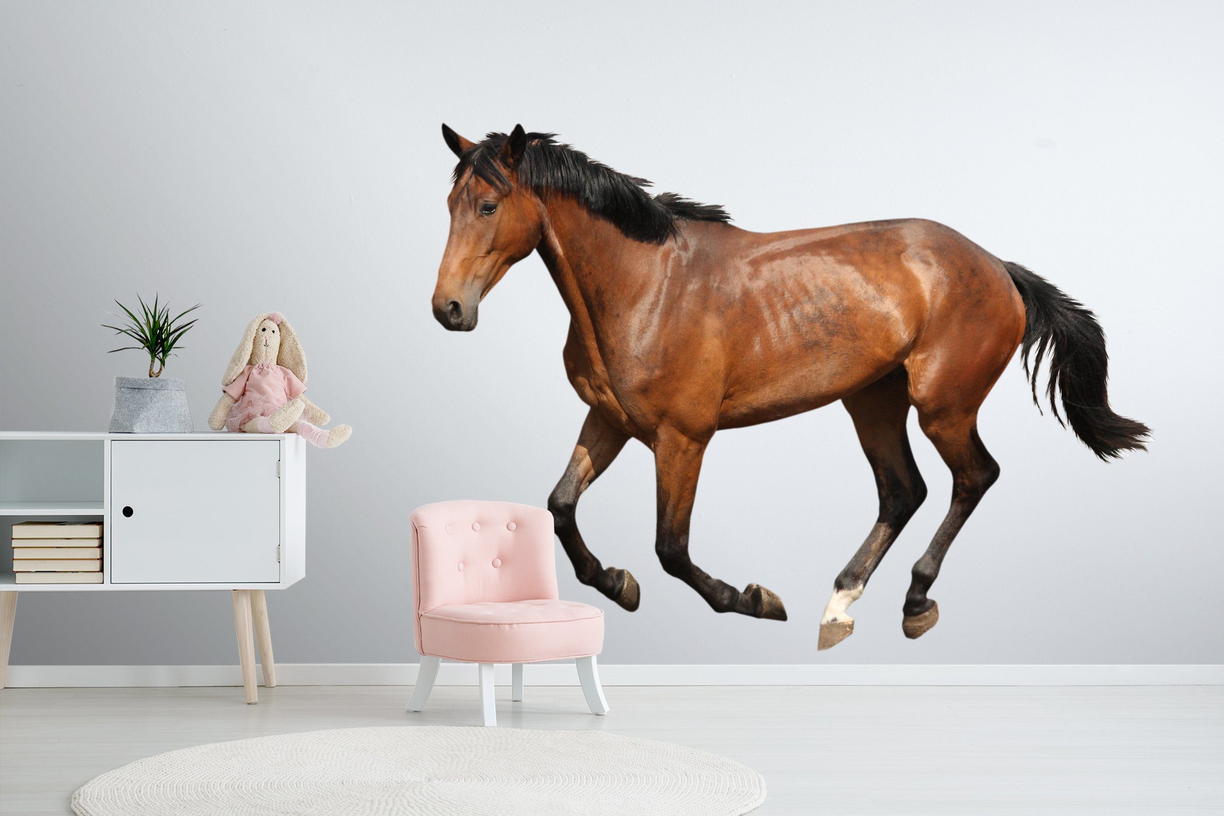 3D Brown Horse Is Running 133 Animals Wall Stickers Wallpaper AJ Wallpaper 