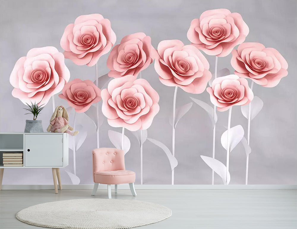 3D Pink Rose WC508 Wall Murals