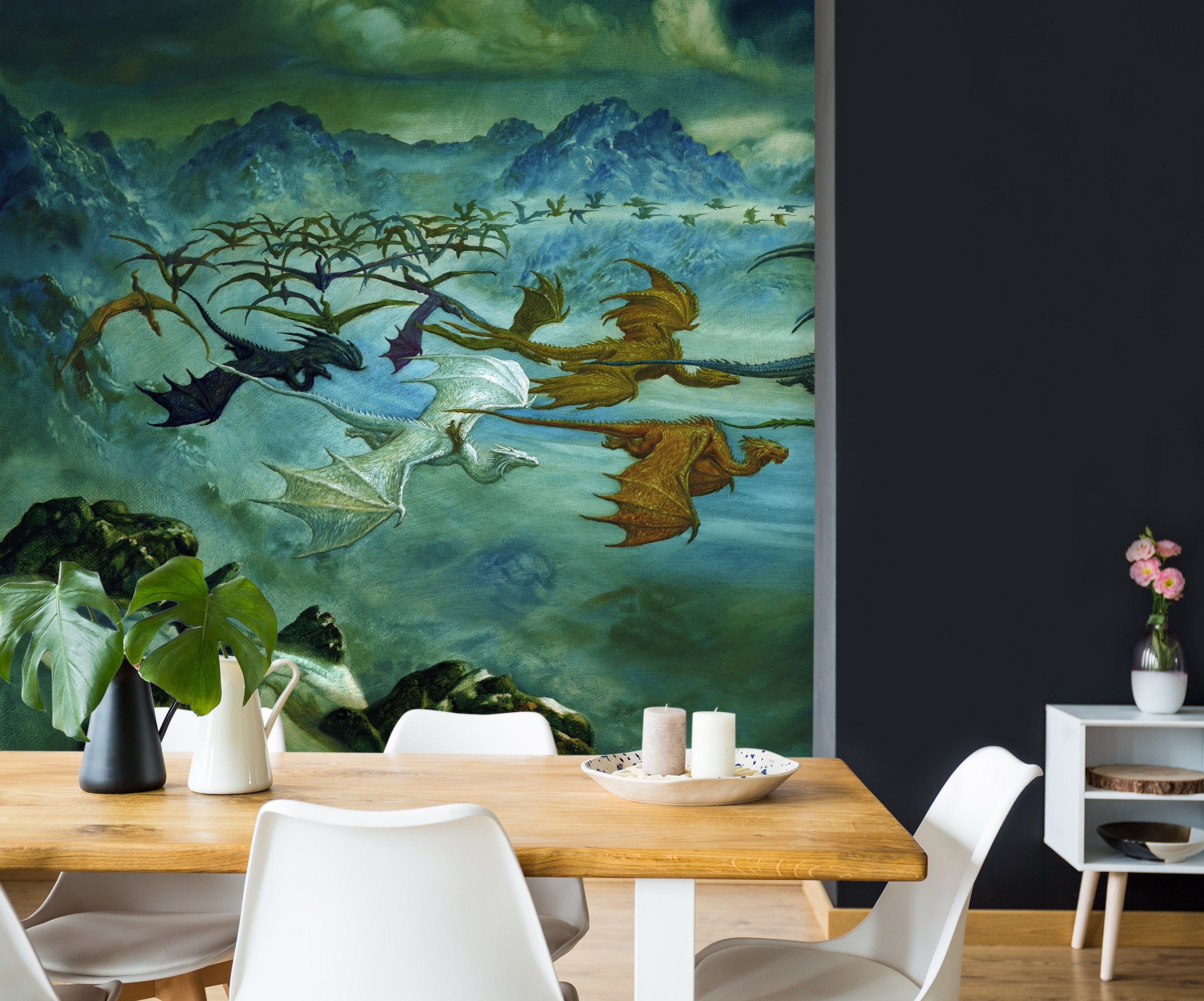 3D Mountains Group Dragon 7067 Ciruelo Wall Mural Wall Murals