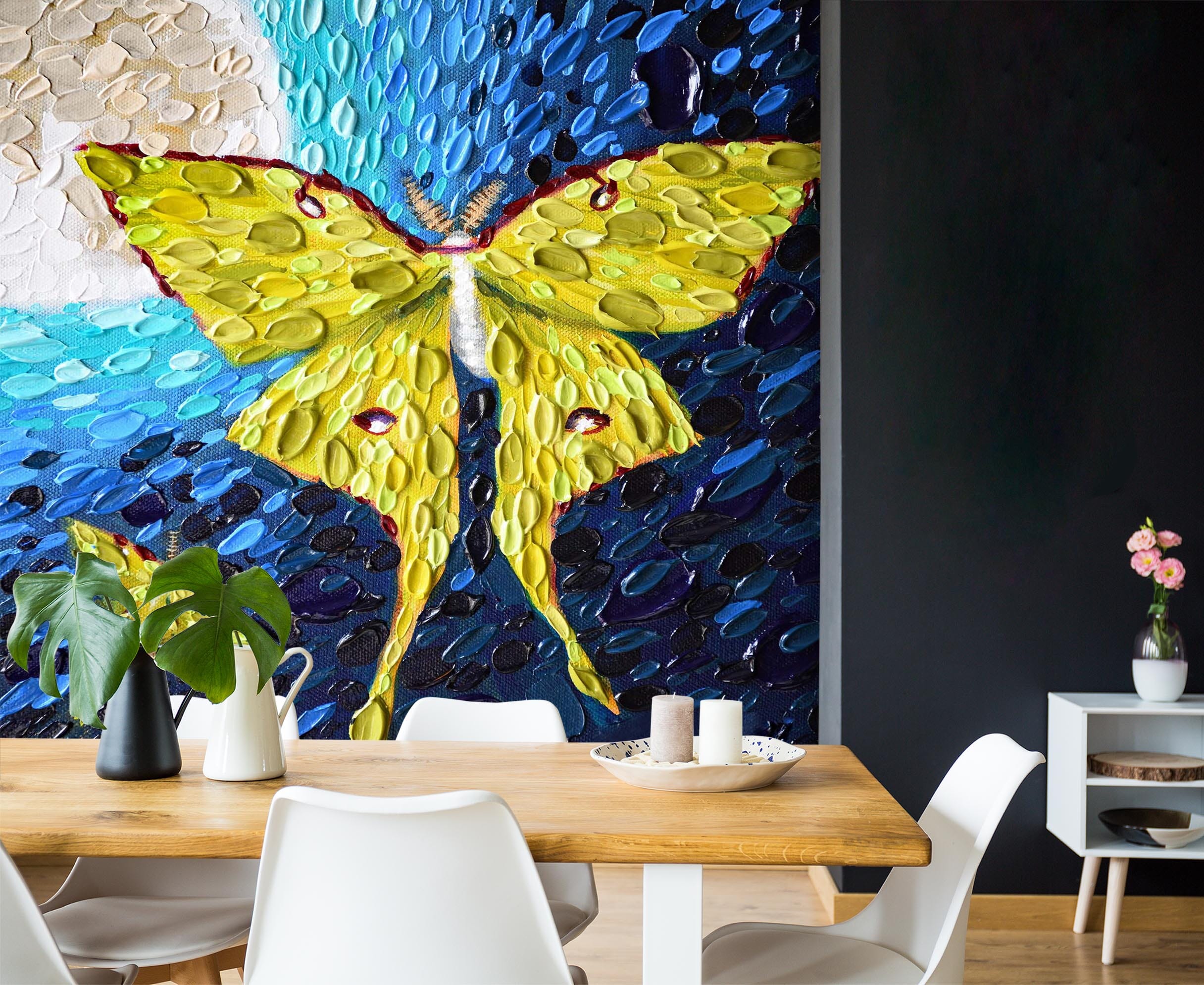 3D Yellow Butterfly 1407 Dena Tollefson Wall Mural Wall Murals Wallpaper AJ Wallpaper 2 