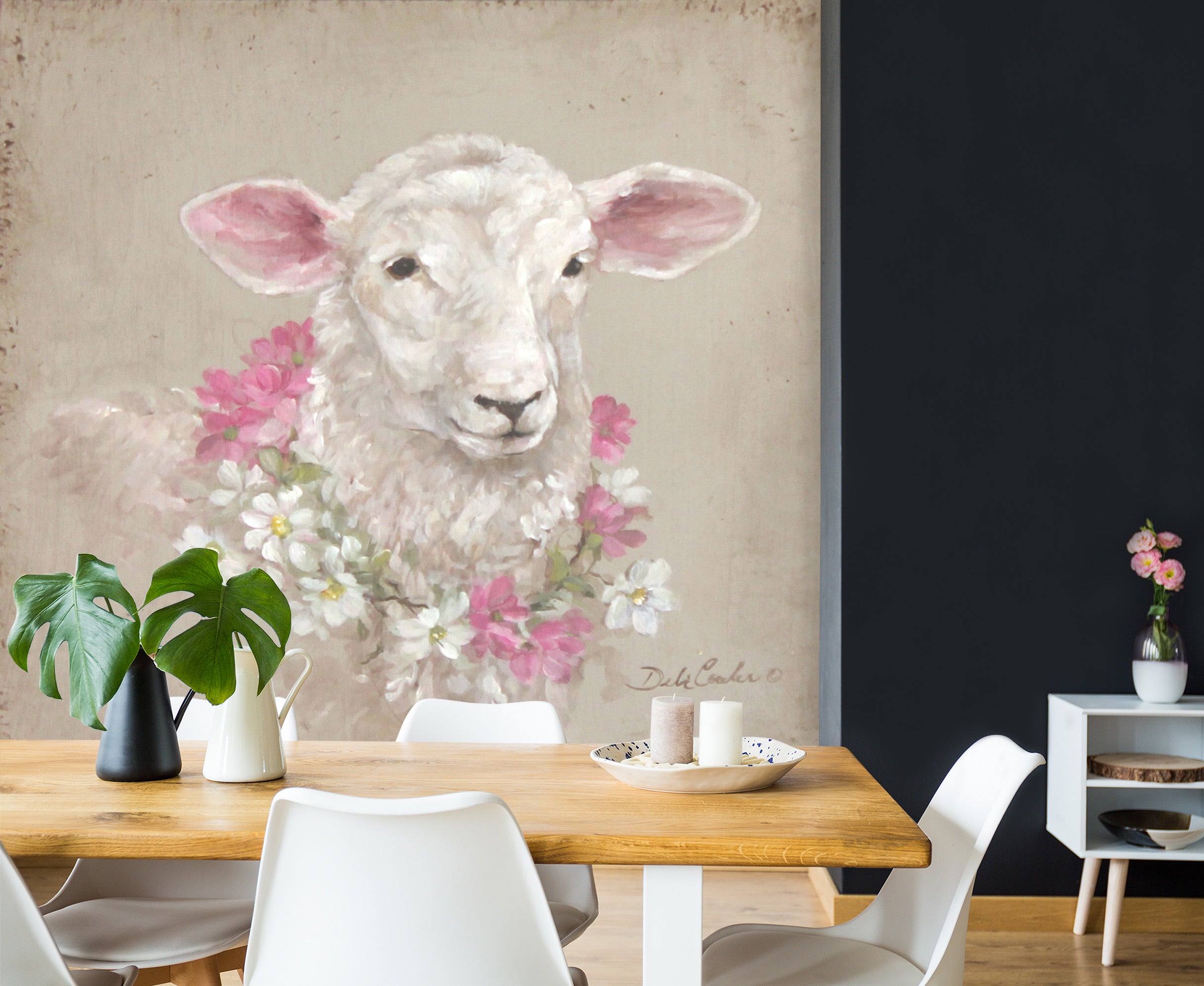 3D Wreath Sheep 3193 Debi Coules Wall Mural Wall Murals