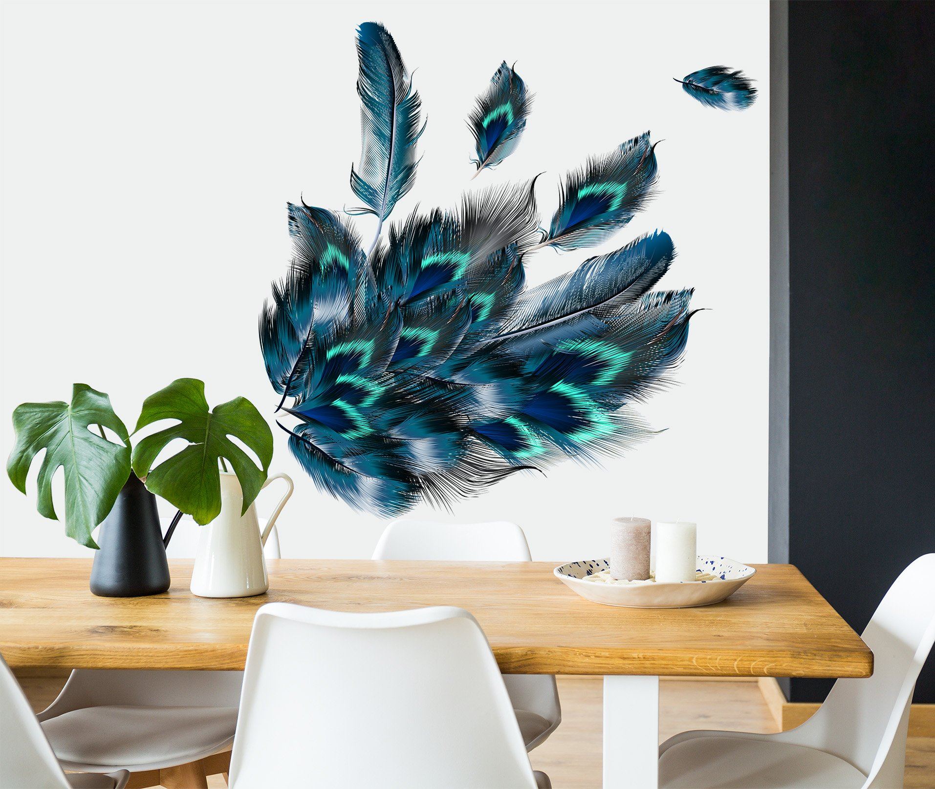 3D Beautiful Peacock Feather 080 Wall Stickers Wallpaper AJ Wallpaper 