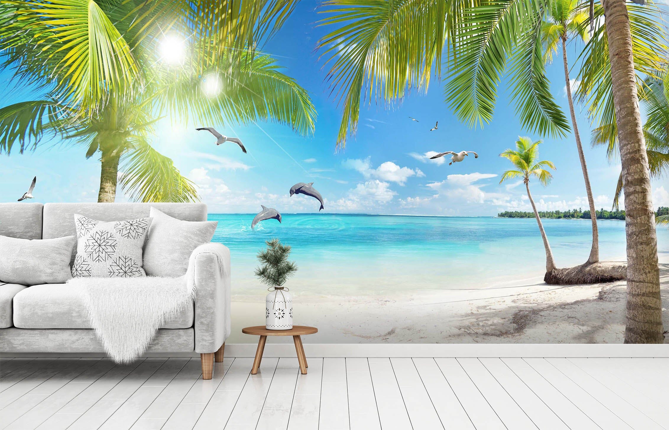 3D Coconut Palm Tree 1433 Wall Murals Wallpaper AJ Wallpaper 2 