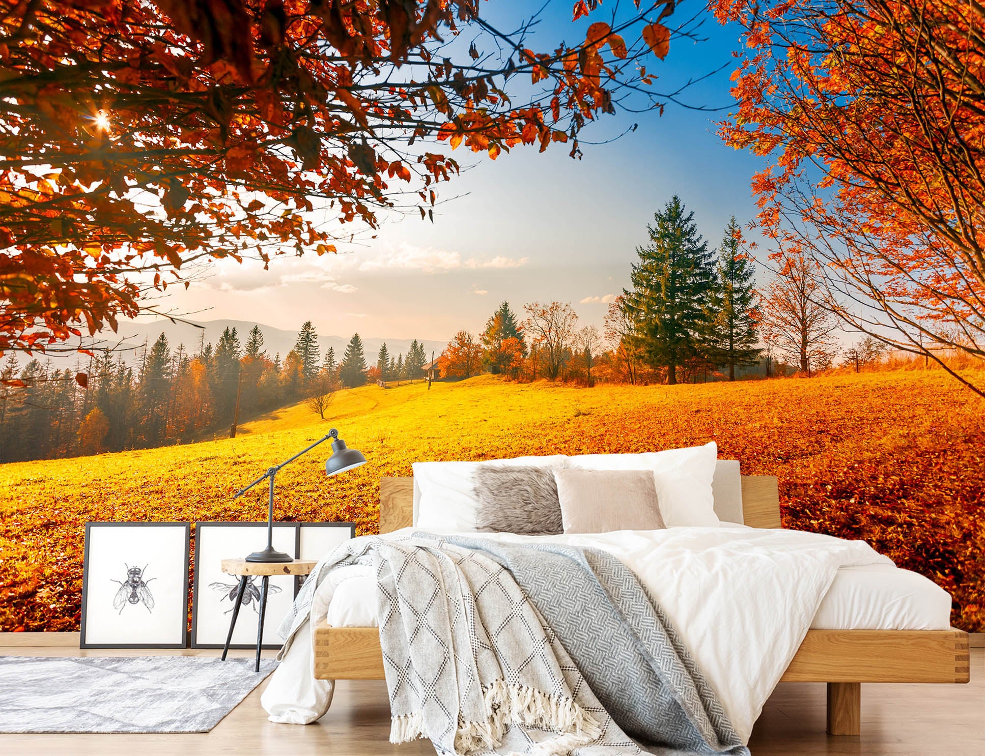 3D Yellow Lawn Tree 58051 Wall Murals