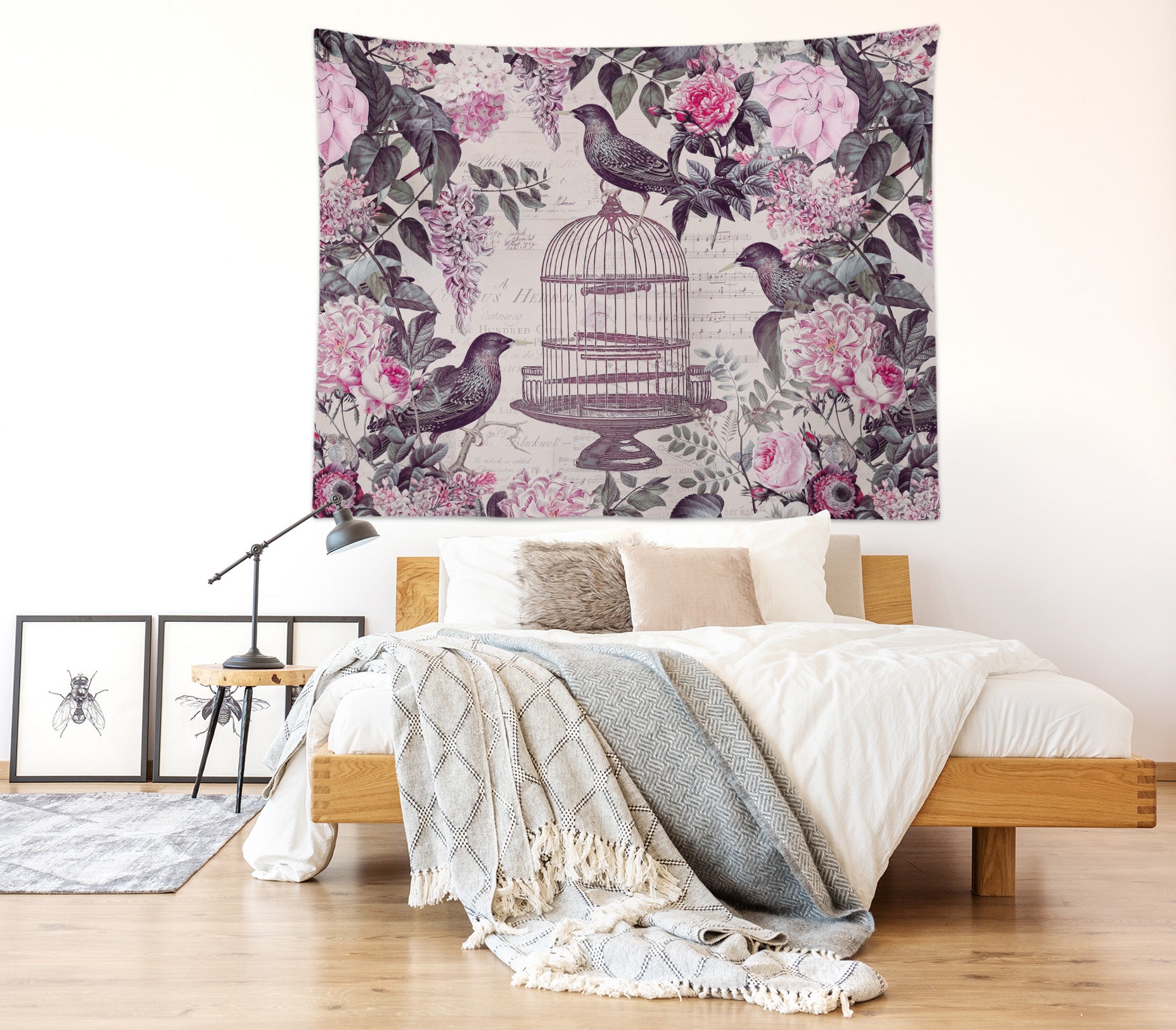 3D Flowers Birdcage 11833 Andrea haase Tapestry Hanging Cloth Hang