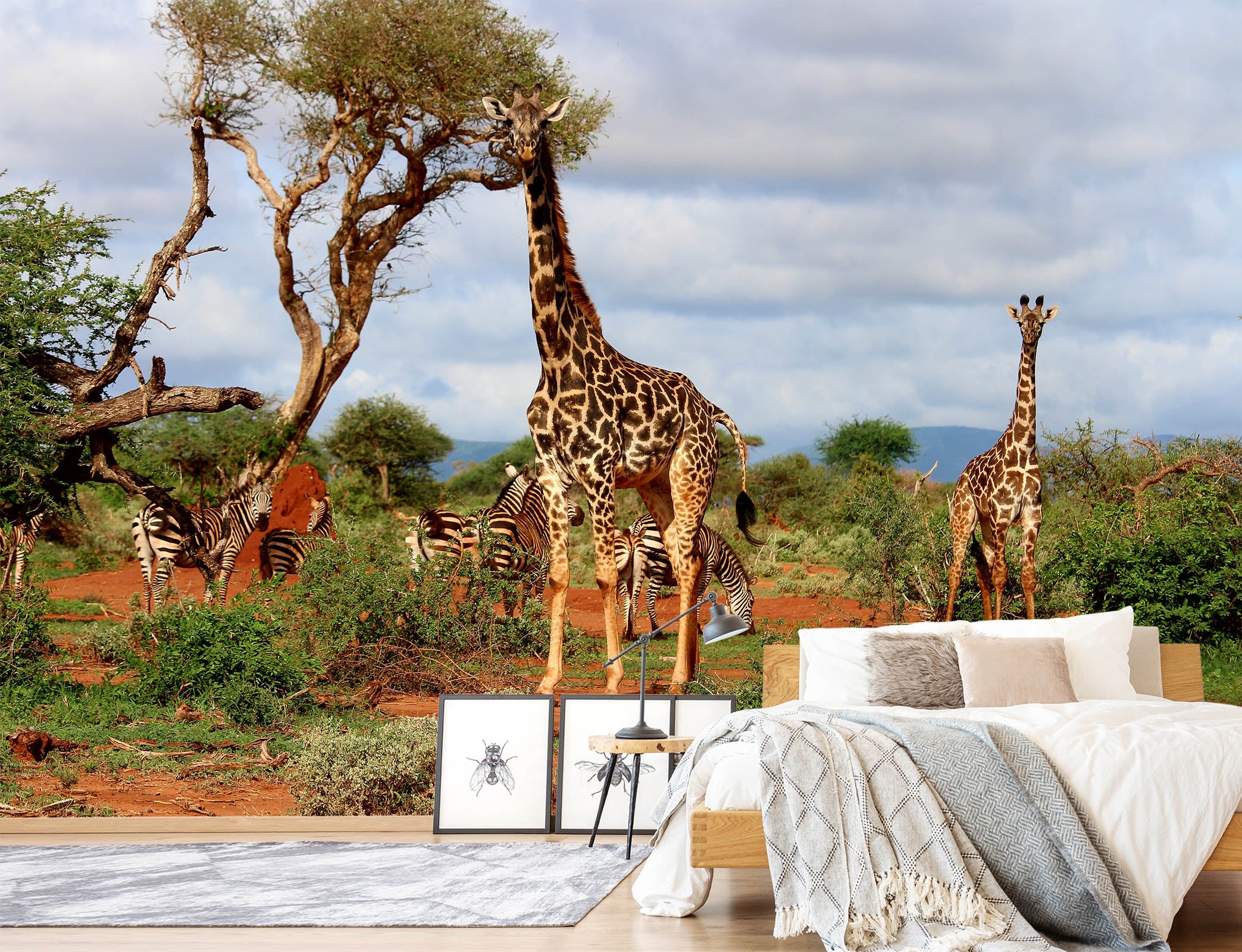 3D Giraffe Tree 409 Wall Murals