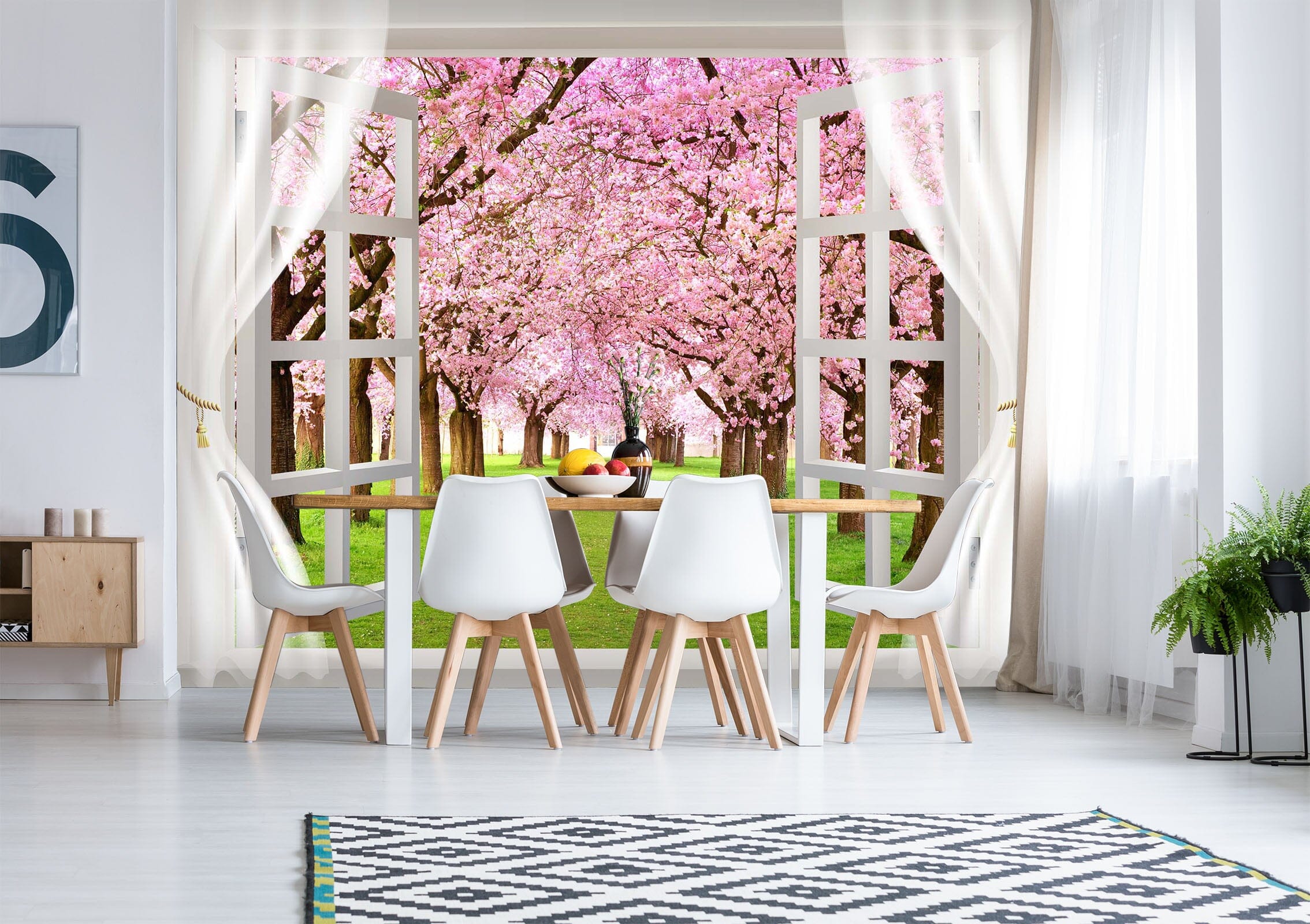 3D Window Cherry Forest 131 Wall Murals Wallpaper AJ Wallpaper 2 