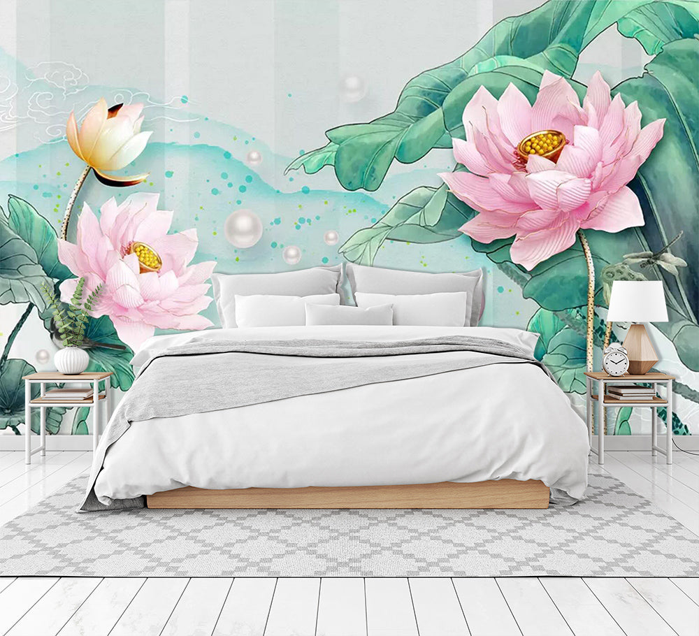 3D Goldfish Lotus WC459 Wall Murals