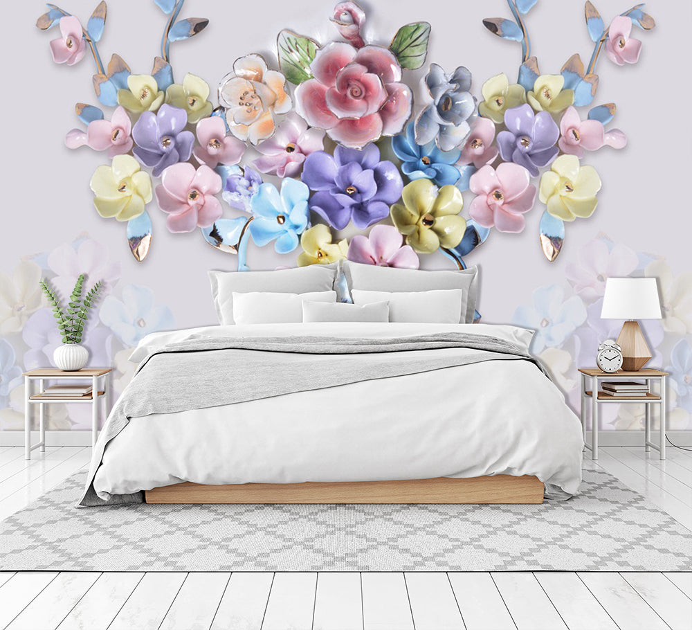 3D Ceramic Flower WC376 Wall Murals