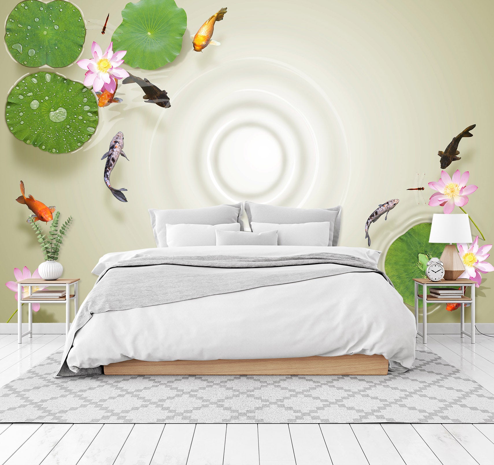 3D Lotus Pond 1611 Wall Murals