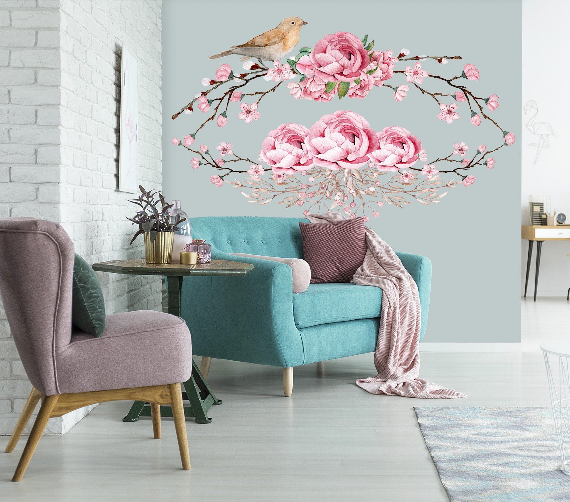 3D Garland Bird 068 Wall Stickers Wallpaper AJ Wallpaper 