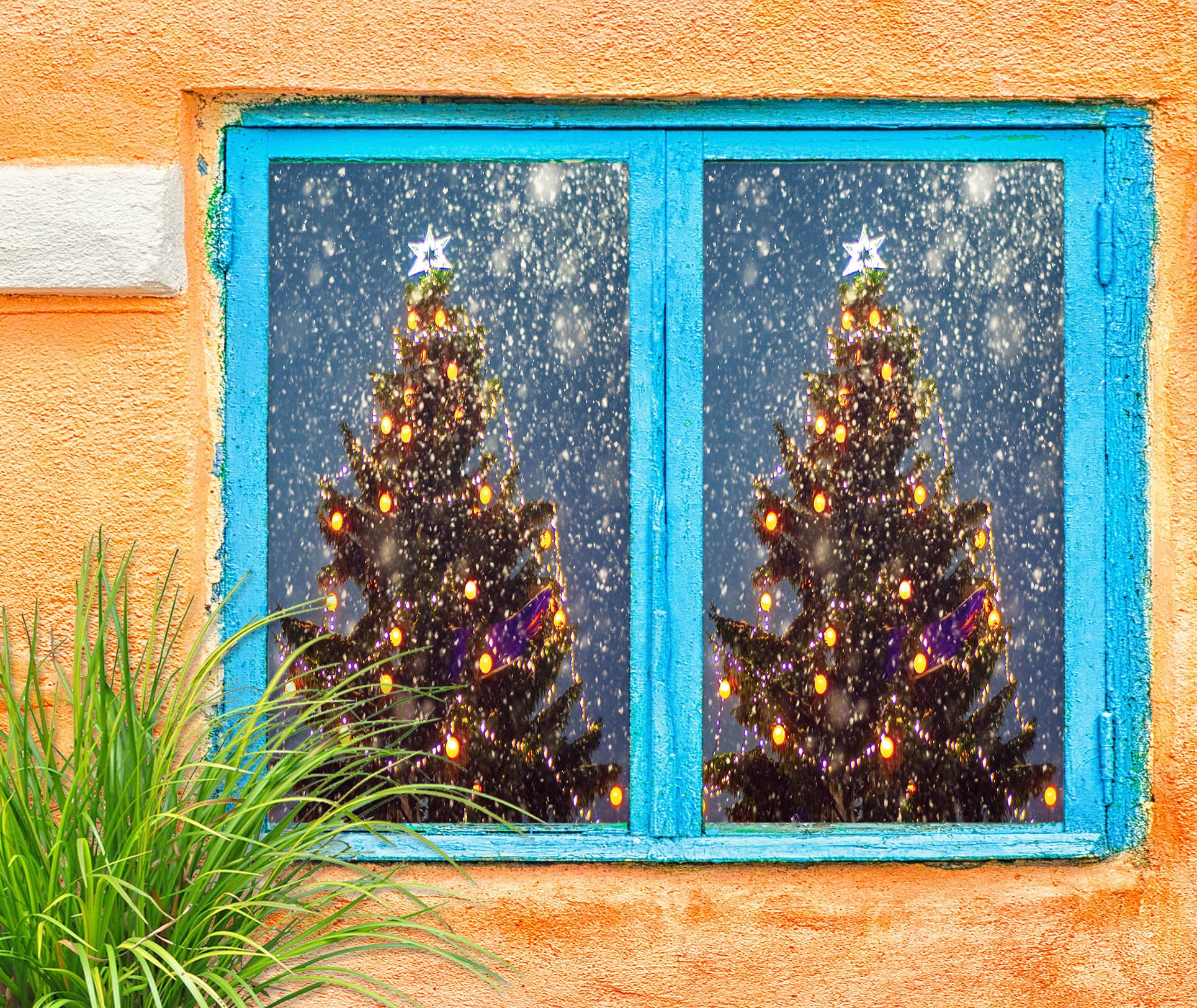 3D Christmas Tree 43137 Christmas Window Film Print Sticker Cling Stained Glass Xmas