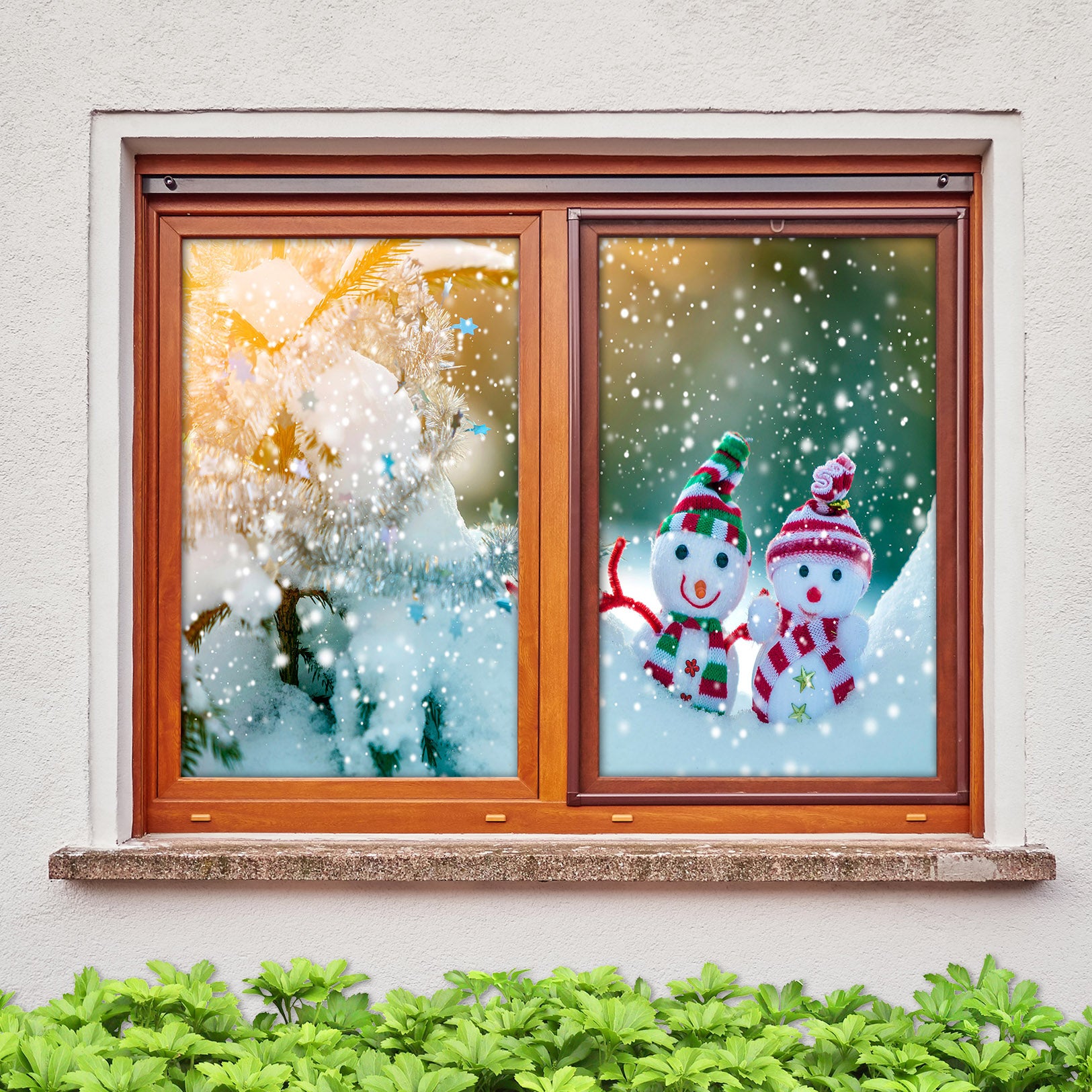 3D Snowman 43033 Christmas Window Film Print Sticker Cling Stained Glass Xmas