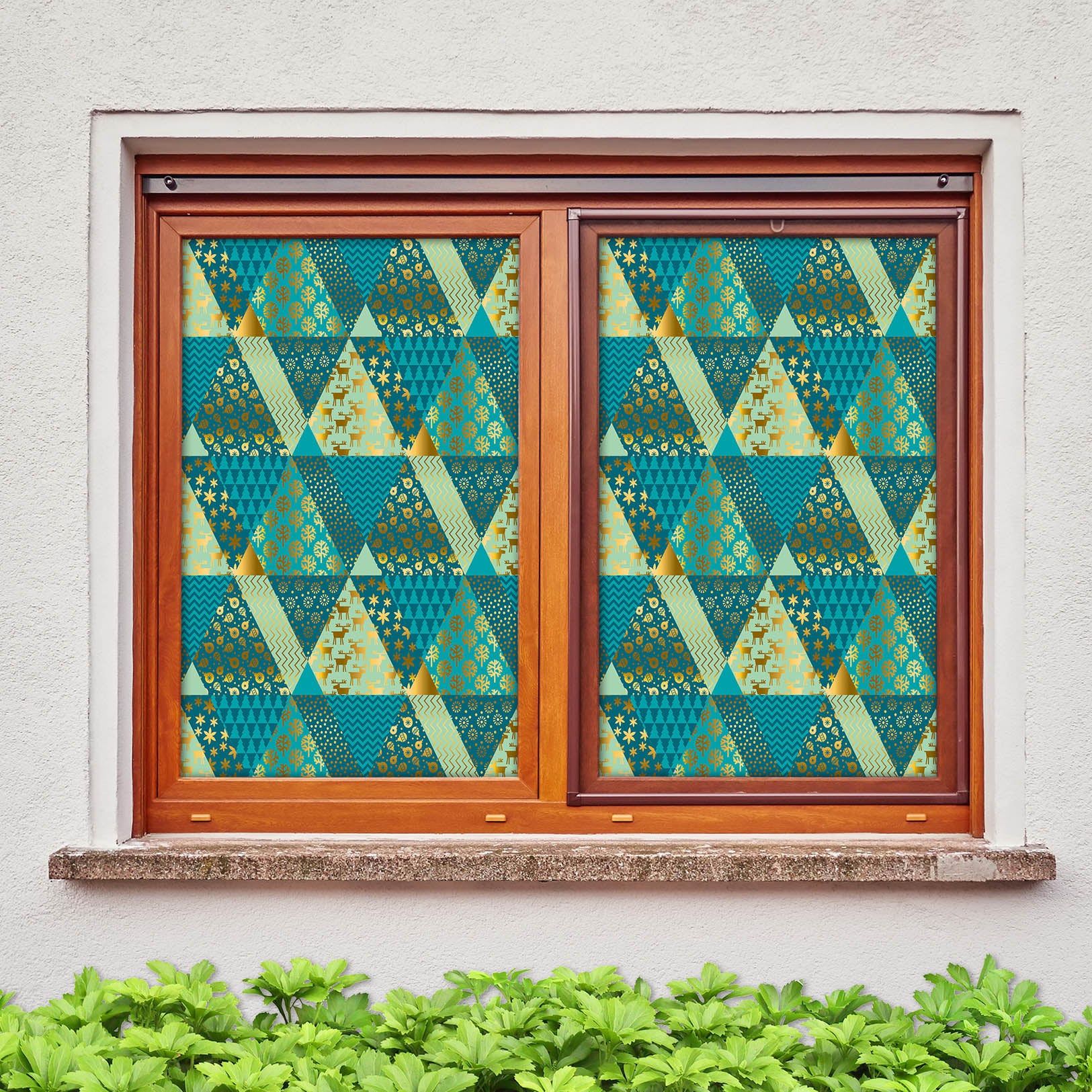 3D Triangle Pattern 43018 Christmas Window Film Print Sticker Cling Stained Glass Xmas