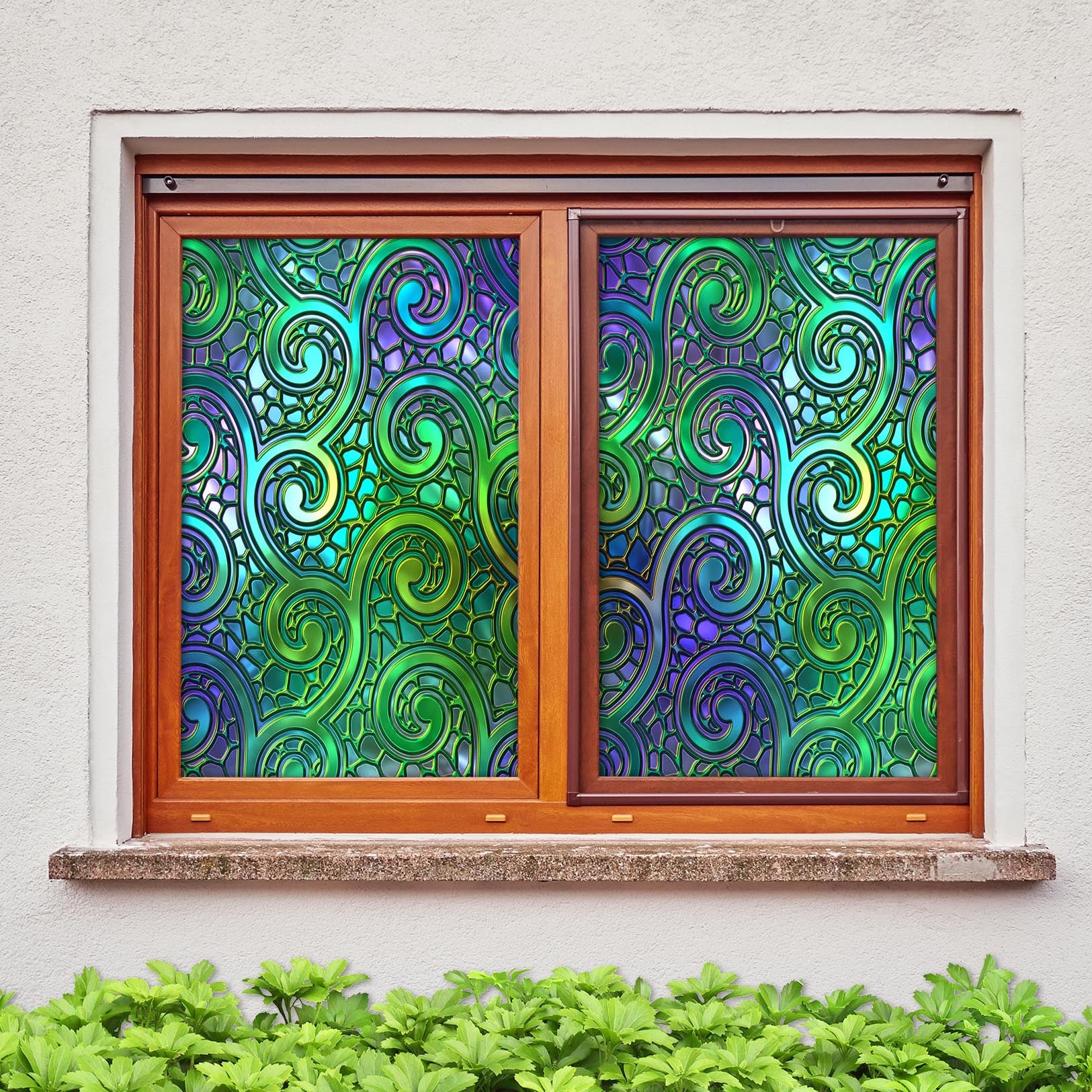 3D Green Vine 431 Window Film Print Sticker Cling Stained Glass UV Block