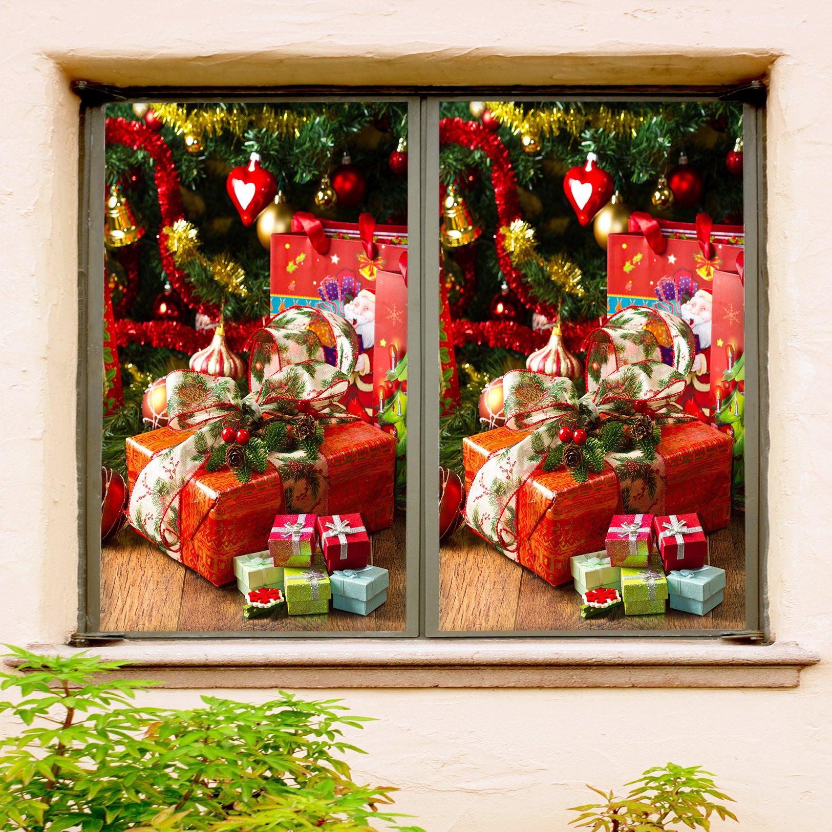 3D Christmas Gift 42168 Christmas Window Film Print Sticker Cling Stained Glass Xmas