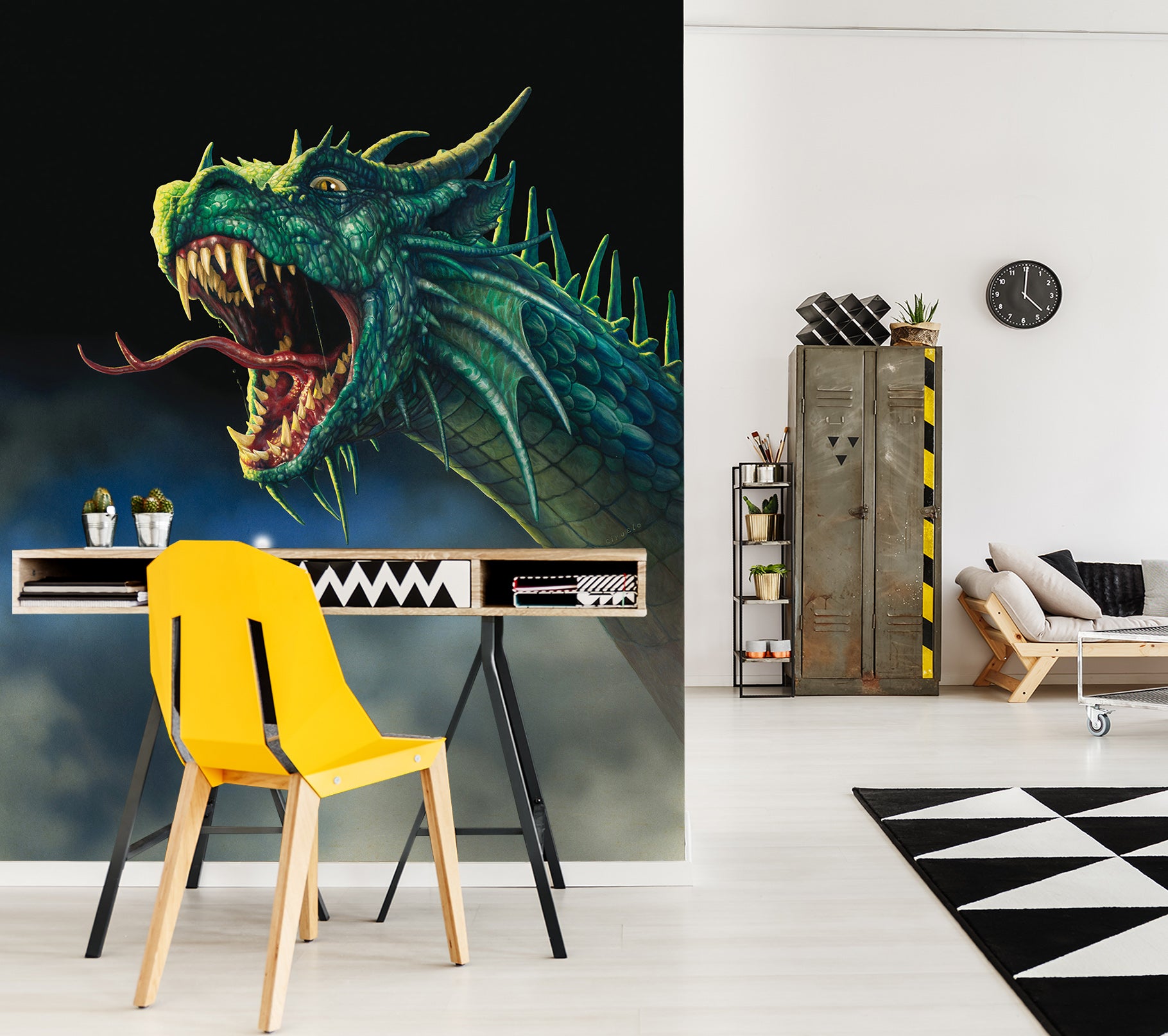 3D Green Dragon 7096 Ciruelo Wall Mural Wall Murals