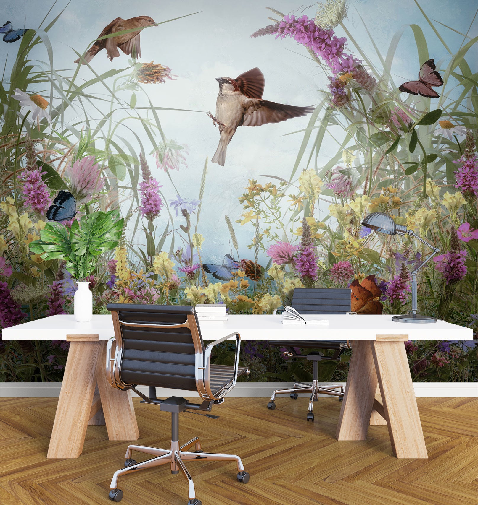 3D Garden Butterfly Bird 5216 Beth Sheridan Wall Mural Wall Murals