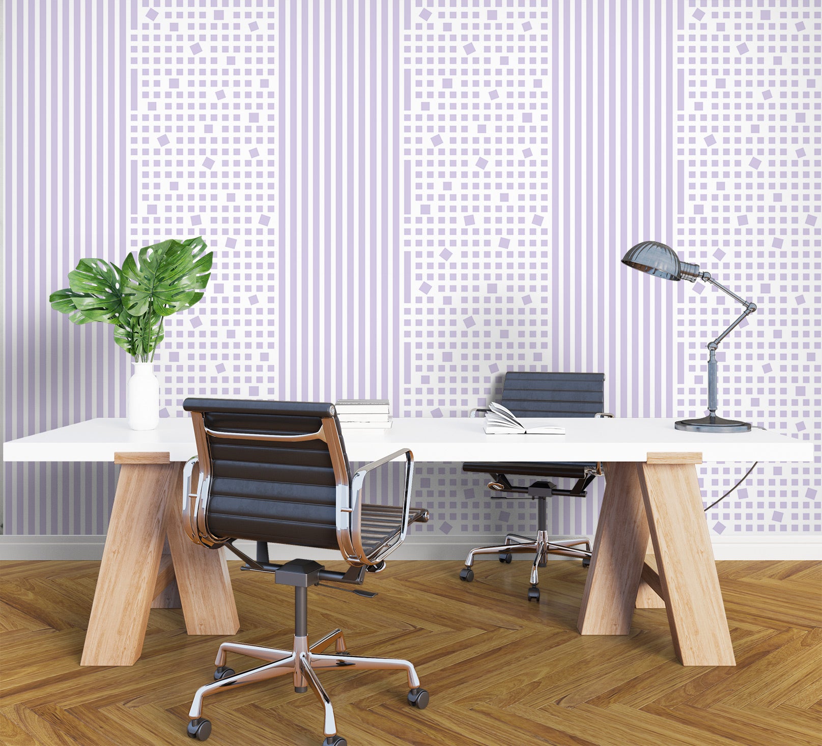 3D Light Purple Stripe Dots 98139 Kasumi Loffler Wall Mural Wall Murals