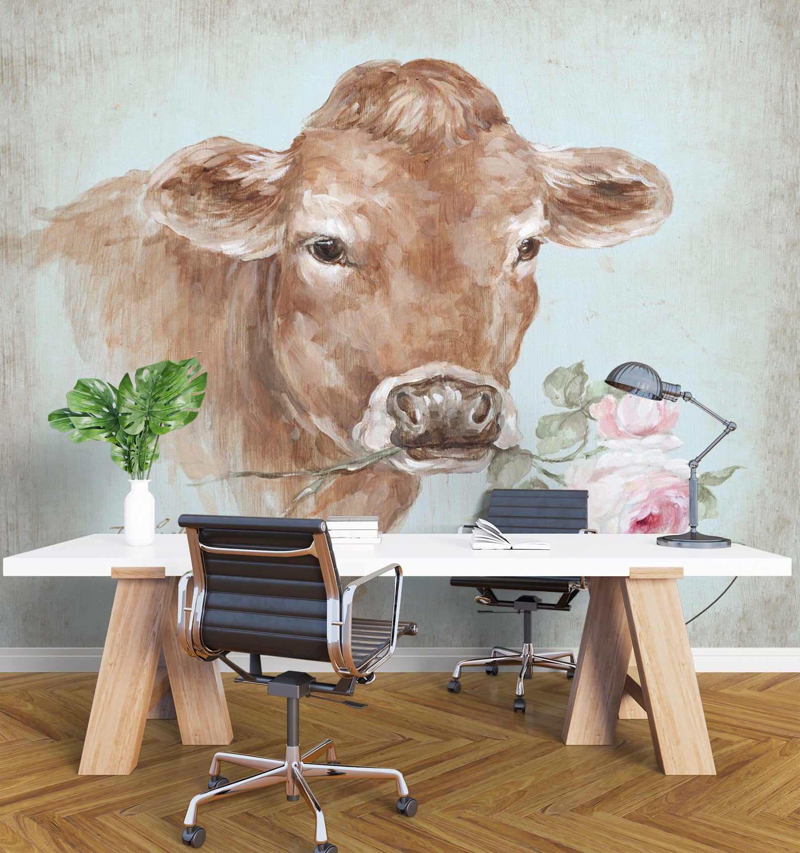 3D Cattle Flower 3154 Debi Coules Wall Mural Wall Murals