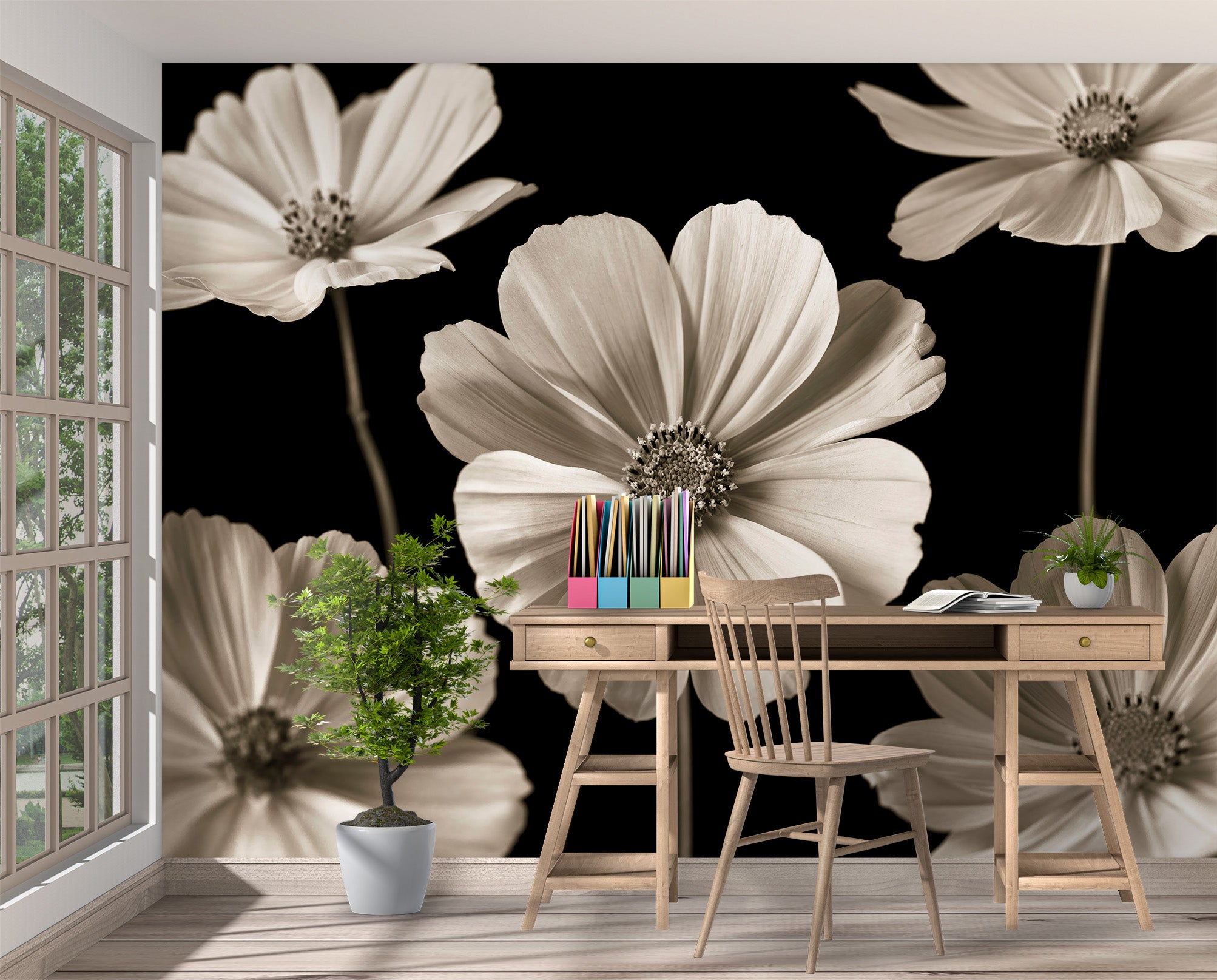 3D Gray Daisy 6107 Assaf Frank Wall Mural Wall Murals