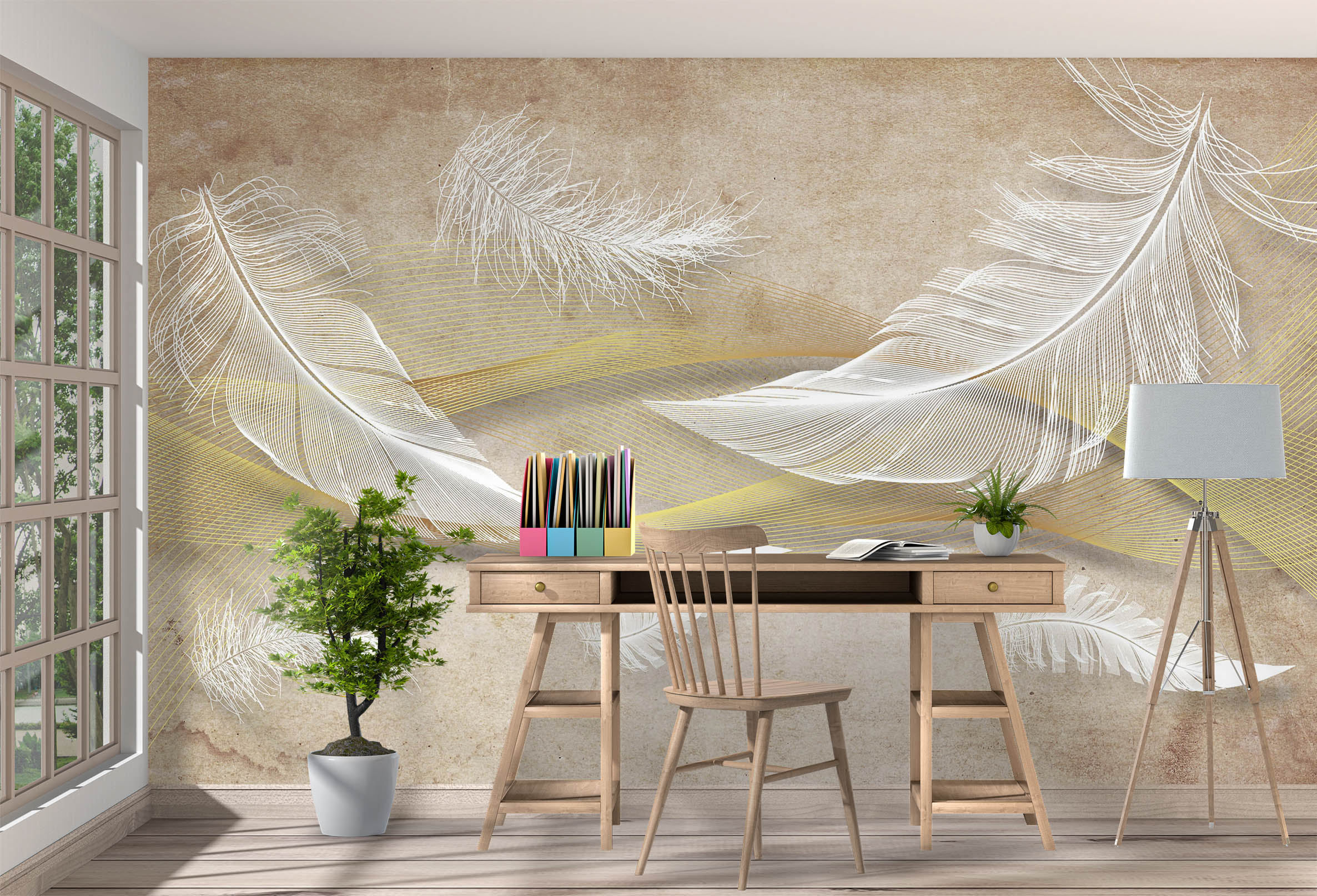 3D White Goose Feather 1054 Wall Murals