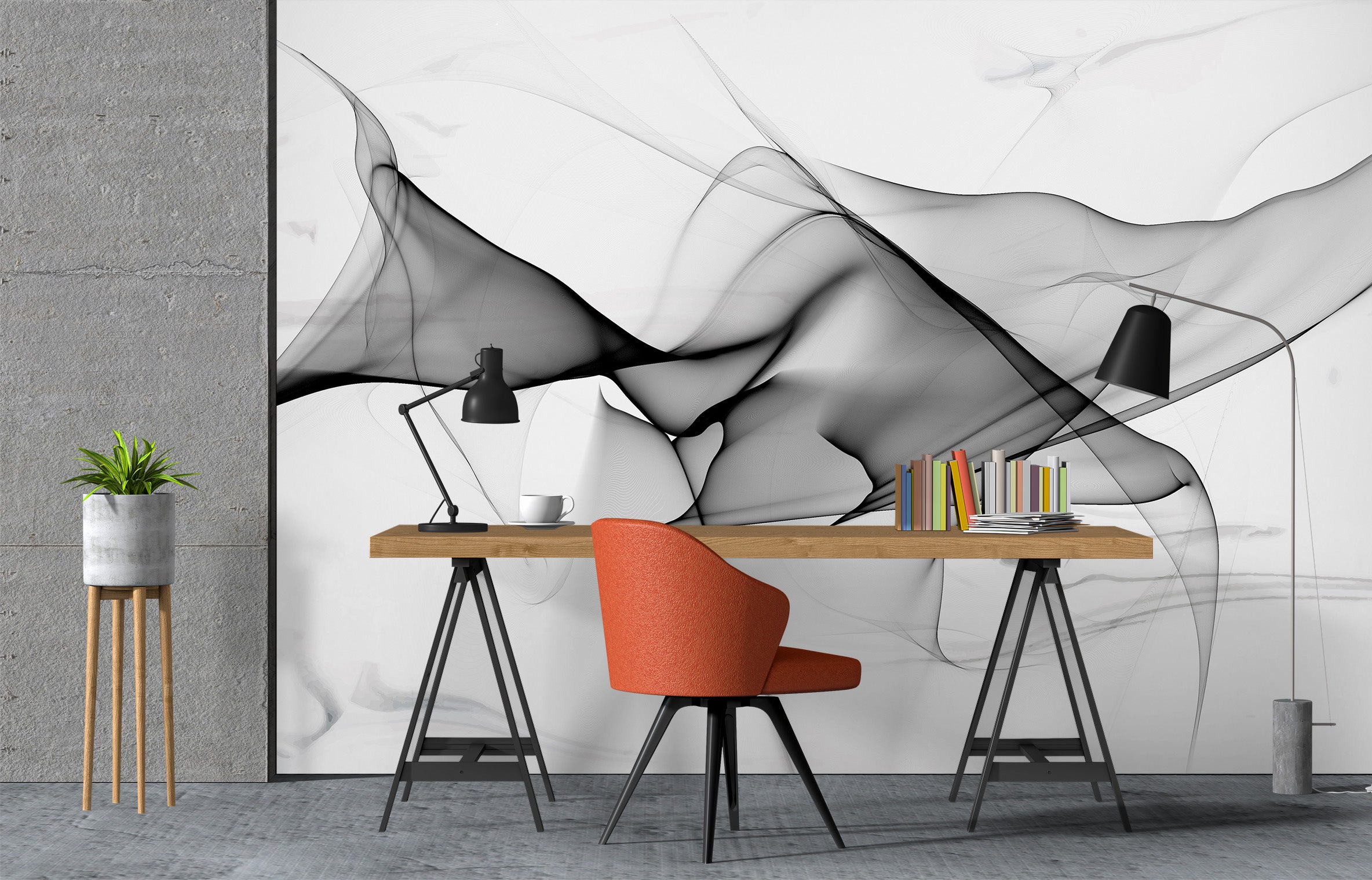 3D Black Curve 1068 Wall Murals