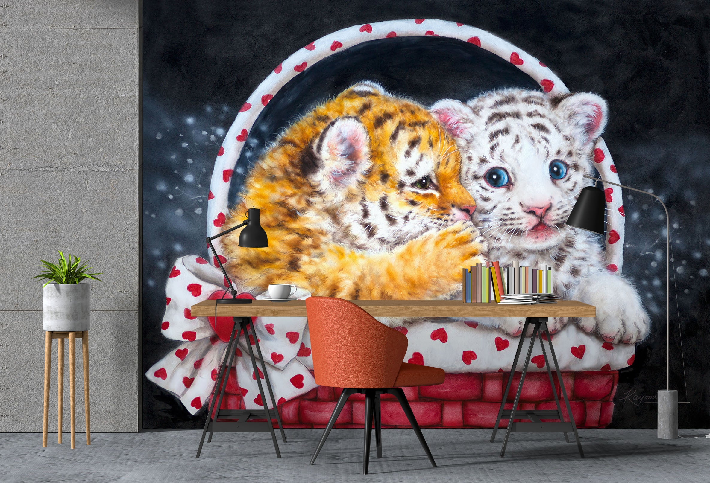 3D Tiger Lion Baby 5446 Kayomi Harai Wall Mural Wall Murals