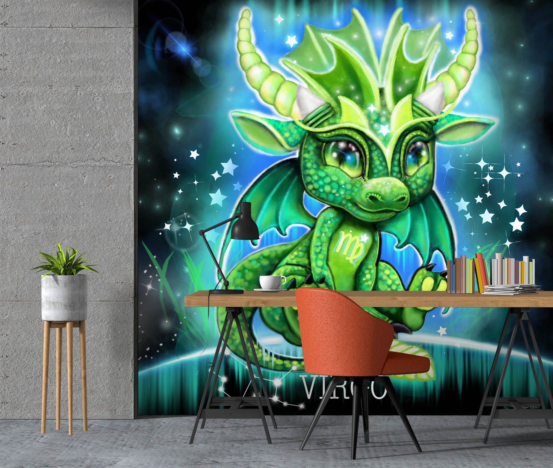 3D Green Dragon Virgo 8425 Sheena Pike Wall Mural Wall Murals