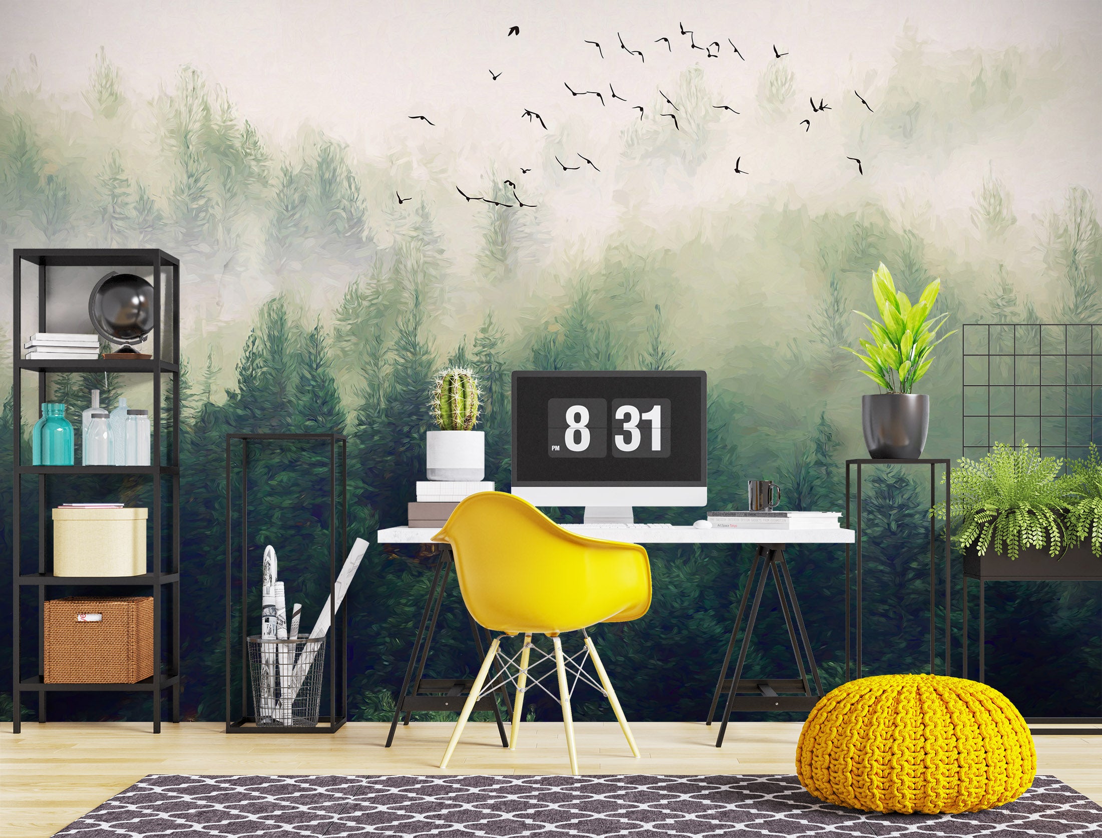 3D Forest Fog 1057 Wall Murals